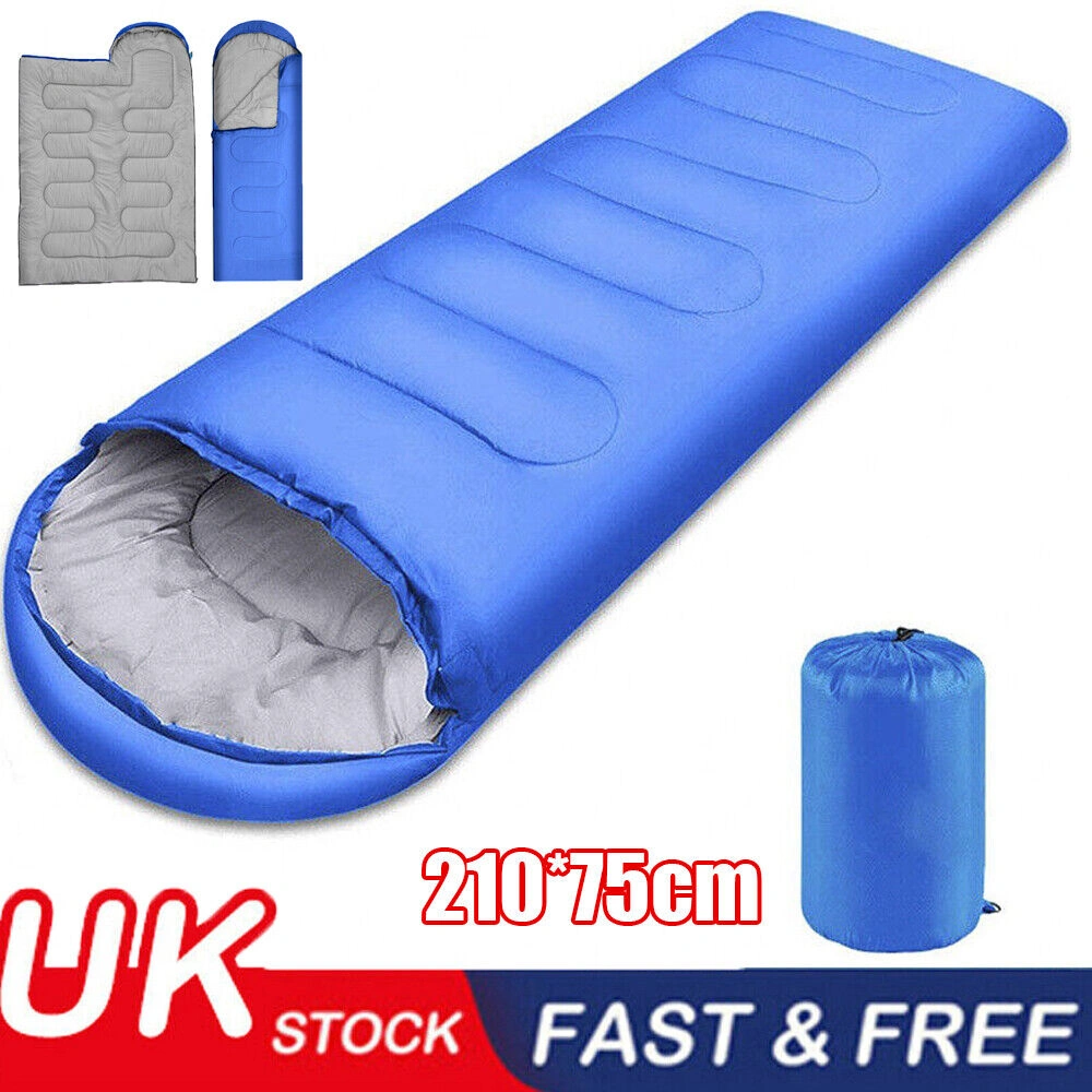 4 Season Single Sleeping Bag Camping Rectangular Envelope Zip Up for Kids & Adults UK