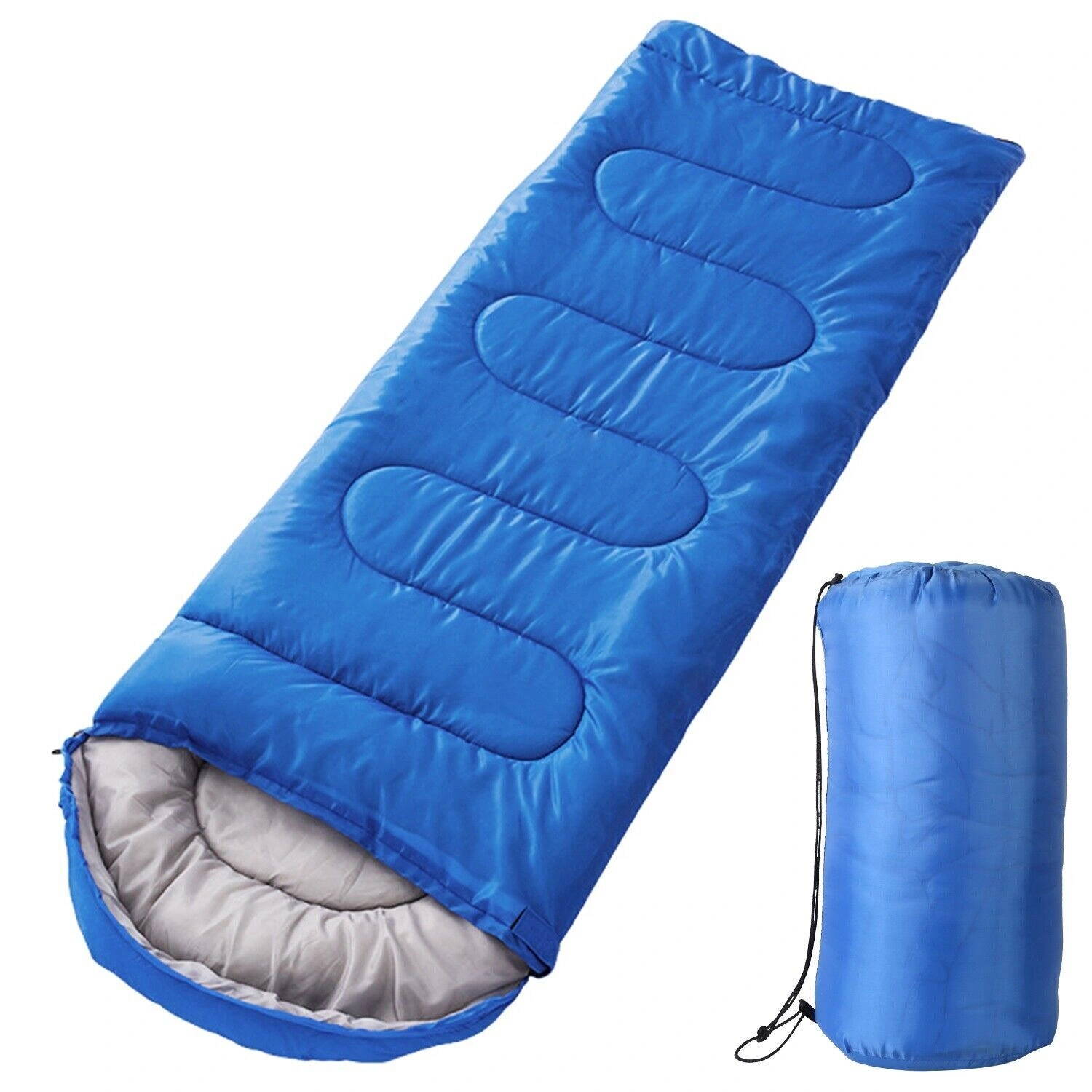 4 Season Single Sleeping Bag Camping Rectangular Envelope Zip Up for Kids & Adults UK view 2