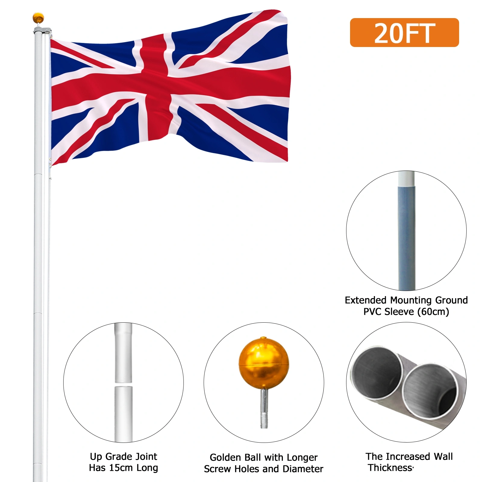 5.1*5.1*600cm Aluminum Alloy Splicing Flagpole Adjustable And Retractable Courtyard Outdoor Flagpole view 14