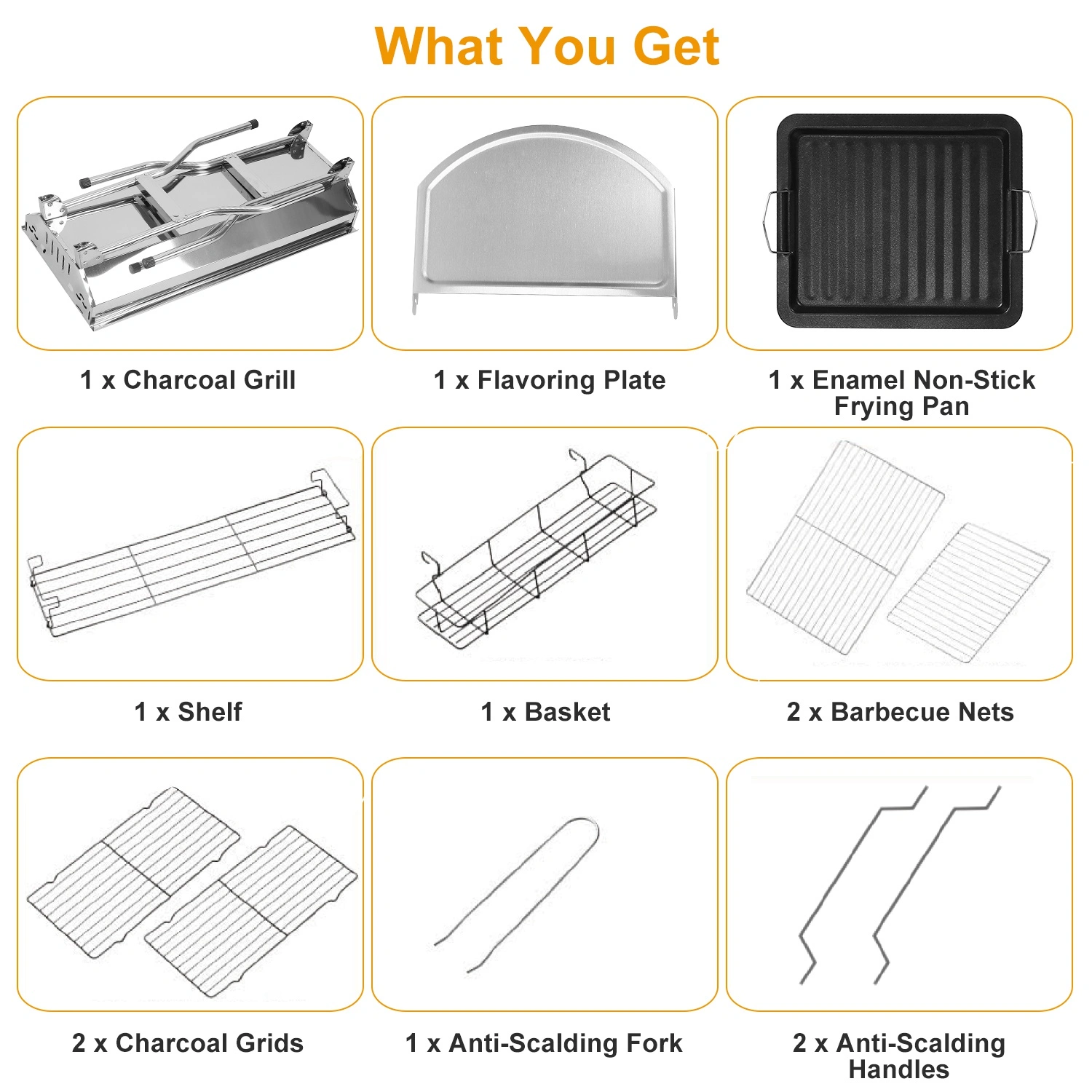 16.7x10x17.7in Portable Charcoal Grill Foldable BBQ Suitcase Grill Shelf For Outdoor Camping Picnics Garden Grilling view 6