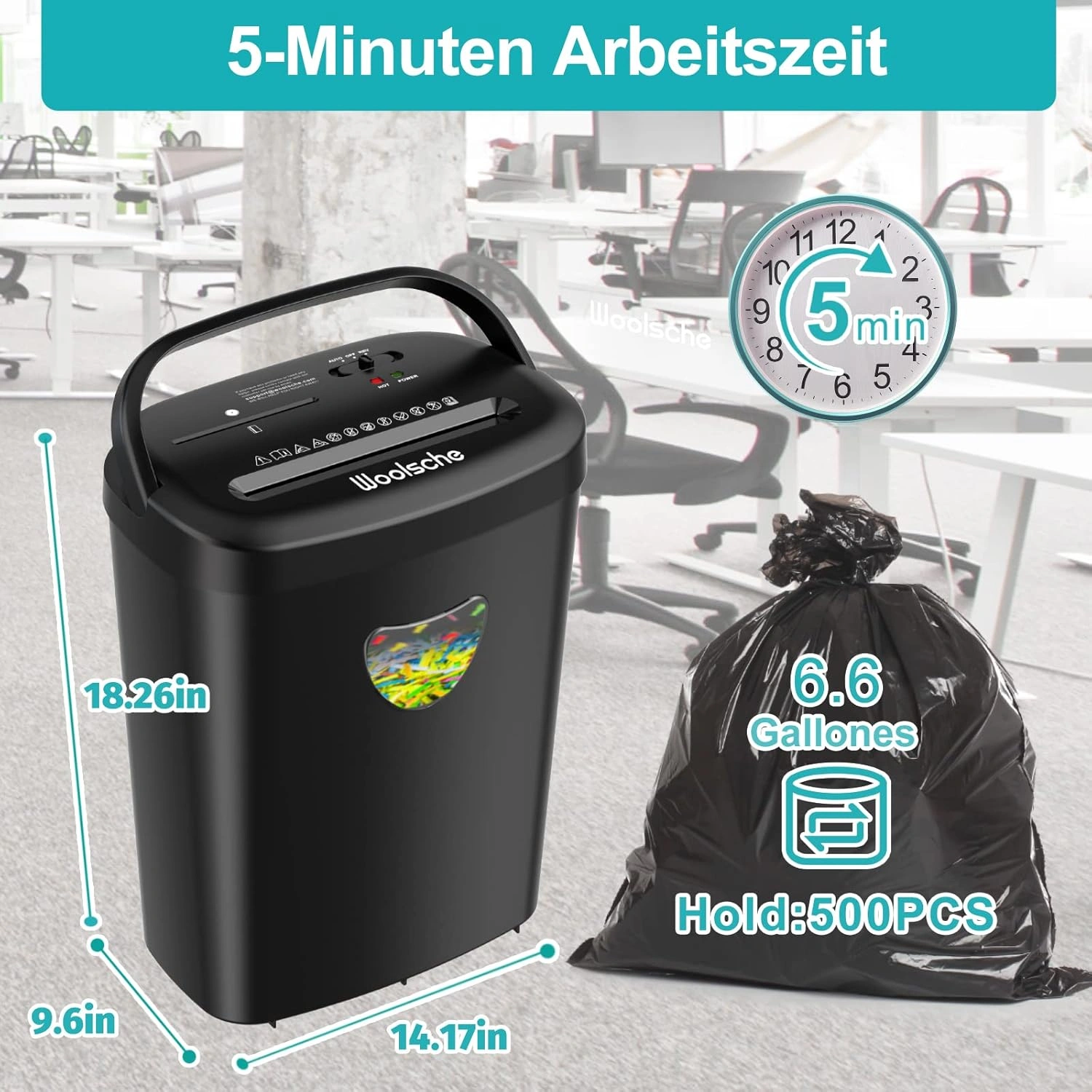 Cross-Cut Paper Shredder 12 Sheets/CD/Credit Cards/Clips - 25L Waste Bin Office Shredder FBA view 3