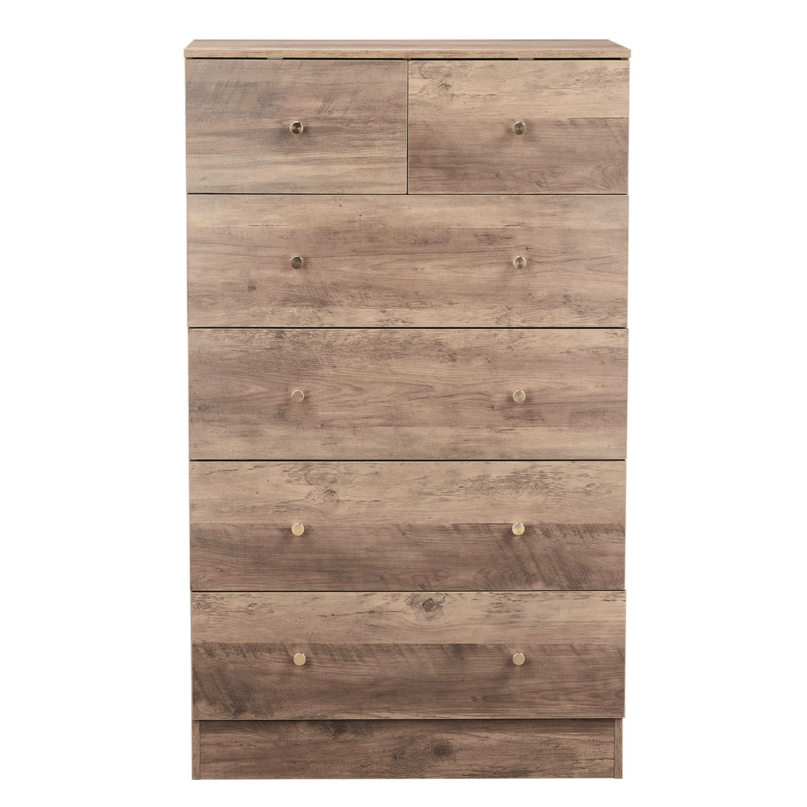 R279-9 Gray Particleboard with Textured Melamine Finish, 66*40*111cm, 4+2 Drawer Cabinet, Matte Gold Handles view 3