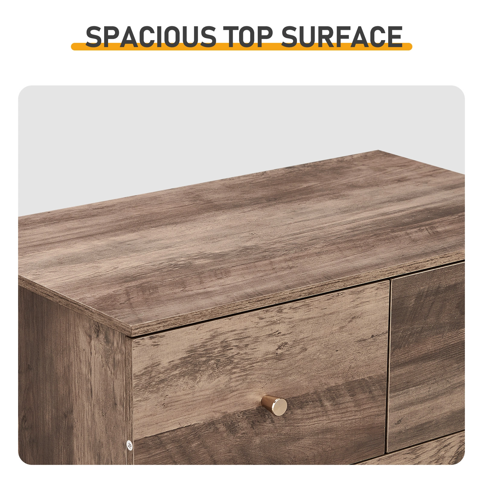 R279-9 Gray Particleboard with Textured Melamine Finish, 66*40*111cm, 4+2 Drawer Cabinet, Matte Gold Handles view 6