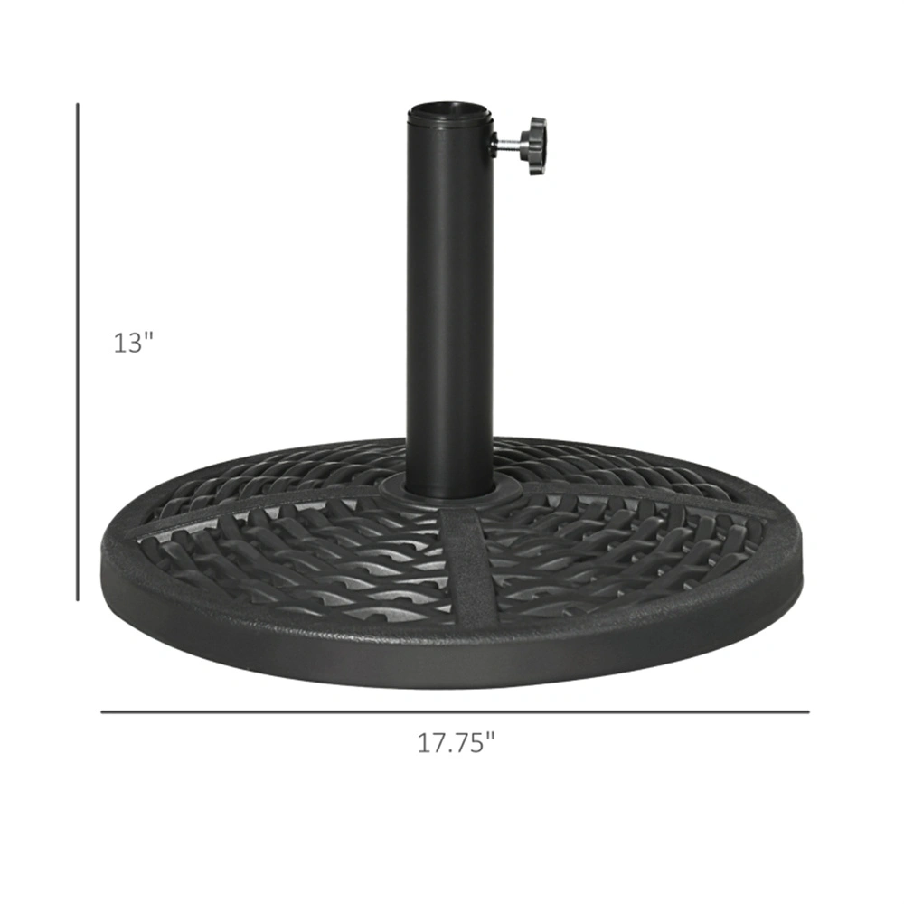 Black 18" Rattan Design Parasol Stand - Heavy Duty Round Market Umbrella Base Holder for Patio view 2