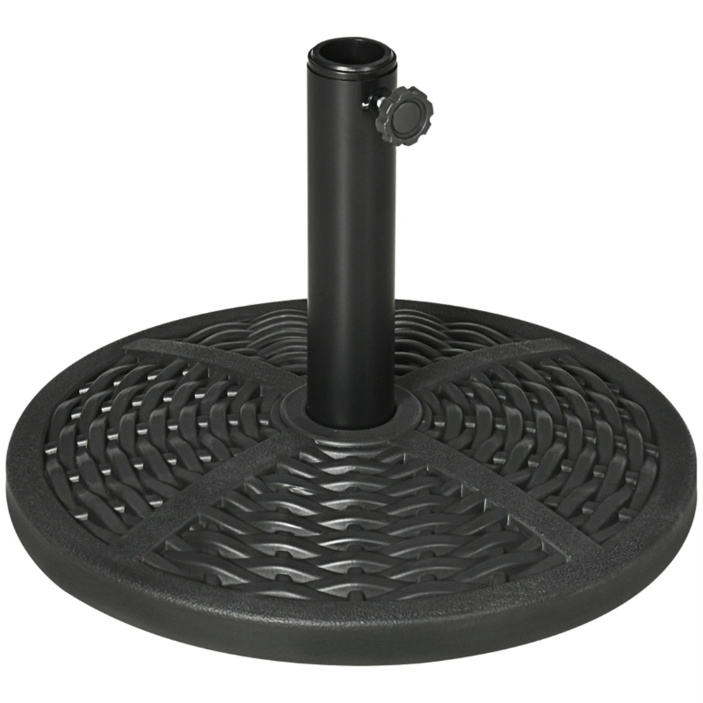 Black 18" Rattan Design Parasol Stand - Heavy Duty Round Market Umbrella Base Holder for Patio view 7