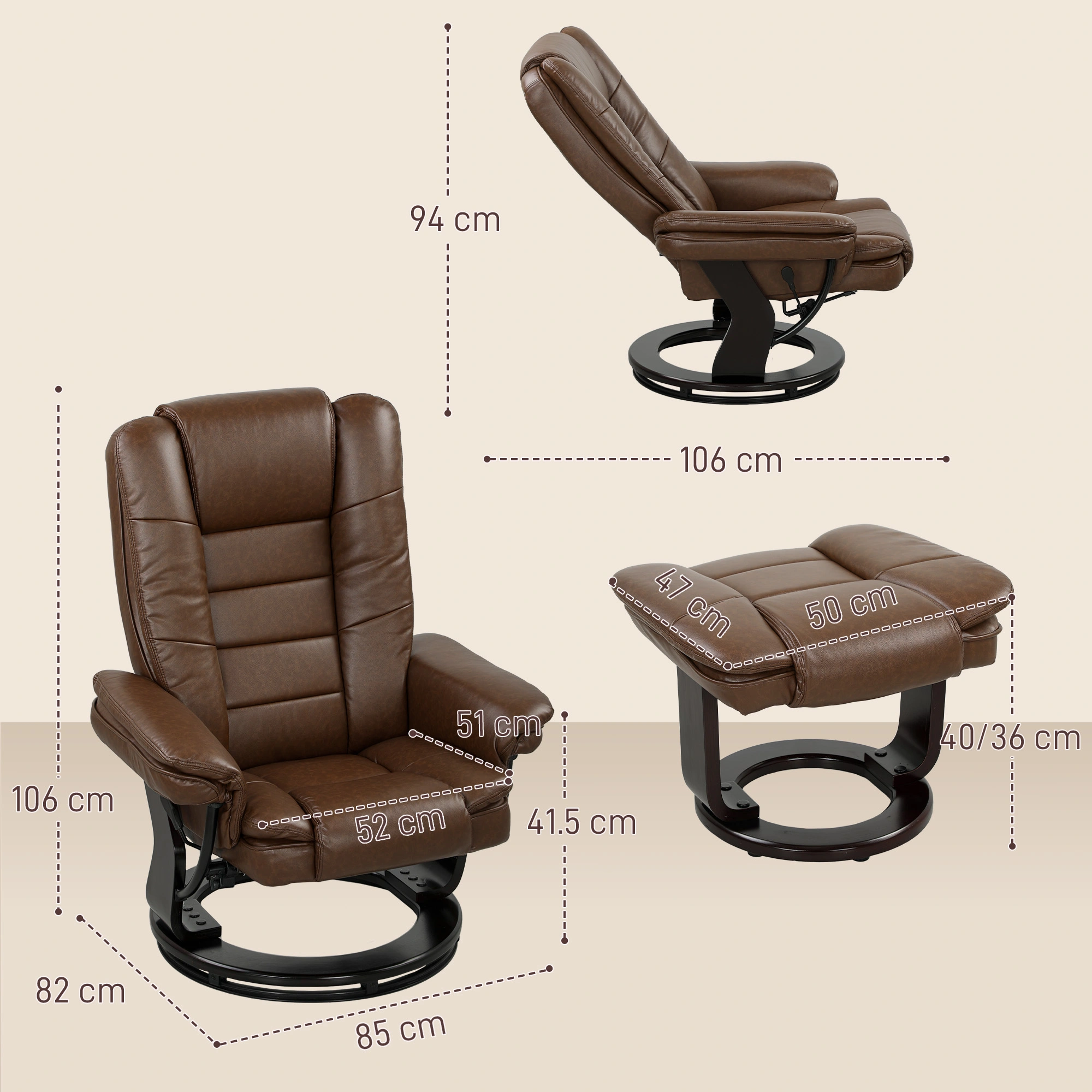 Power Lift Riser Recliner Chair with Heat Massage, Adjustable Reclining Armchair for Living Room, USB Charging Port view 2