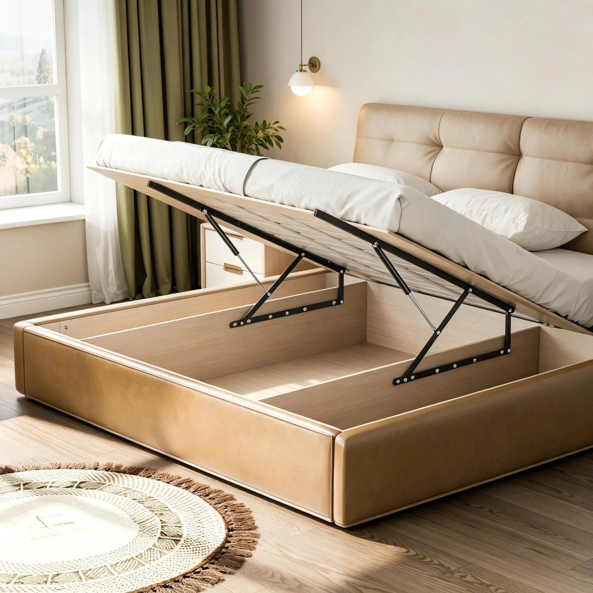 Bed Lift Hardware Kit, 59x71 in Compatible, 154 lbs Load Bearing Folding Wall Bed Mechanism for Guest Room view 5