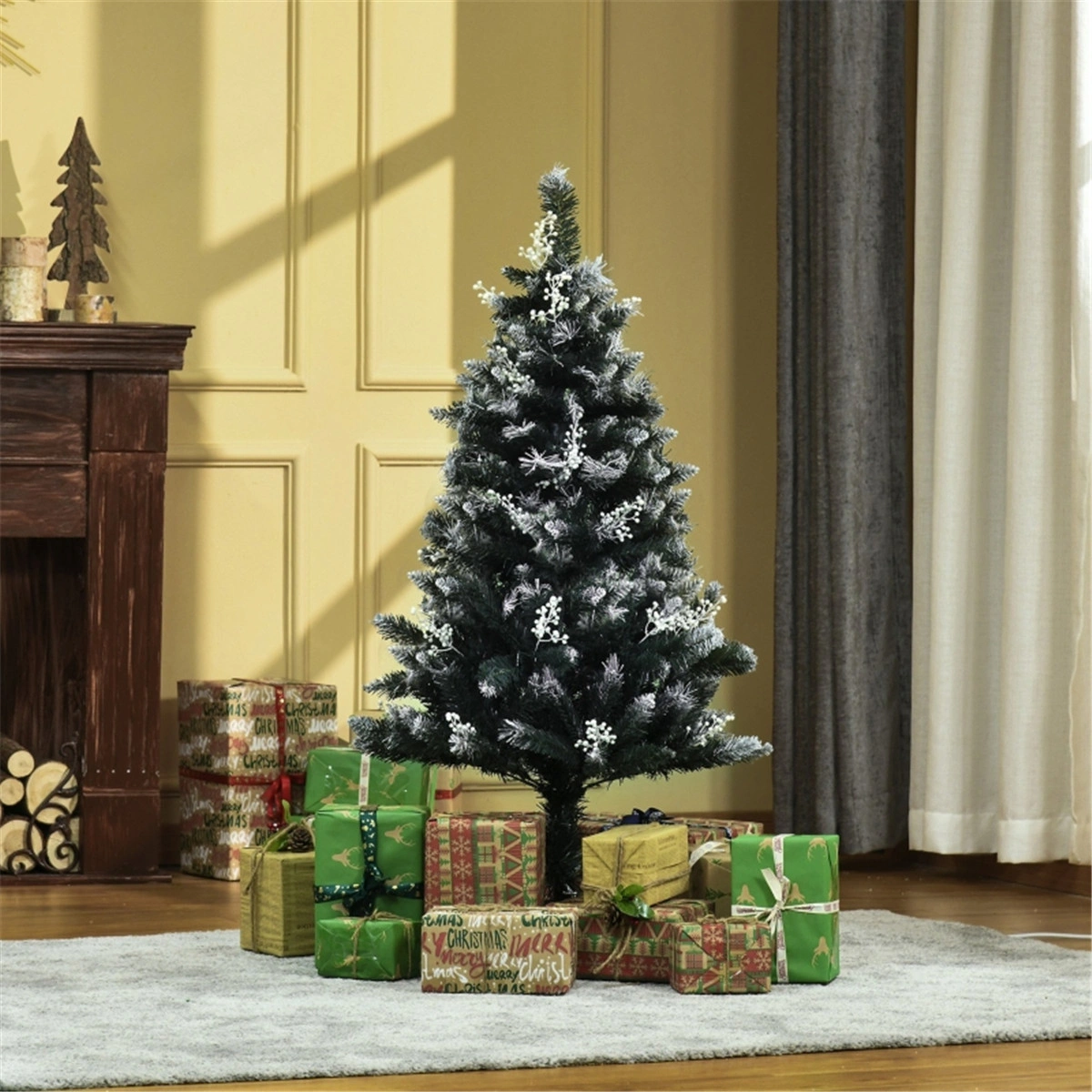 4 ft Christmas Tree - Pre-Lit Artificial Christmas Tree with LED Lights, Full Dense Pine Style for Indoor Home Holiday Decor, 4 Feet