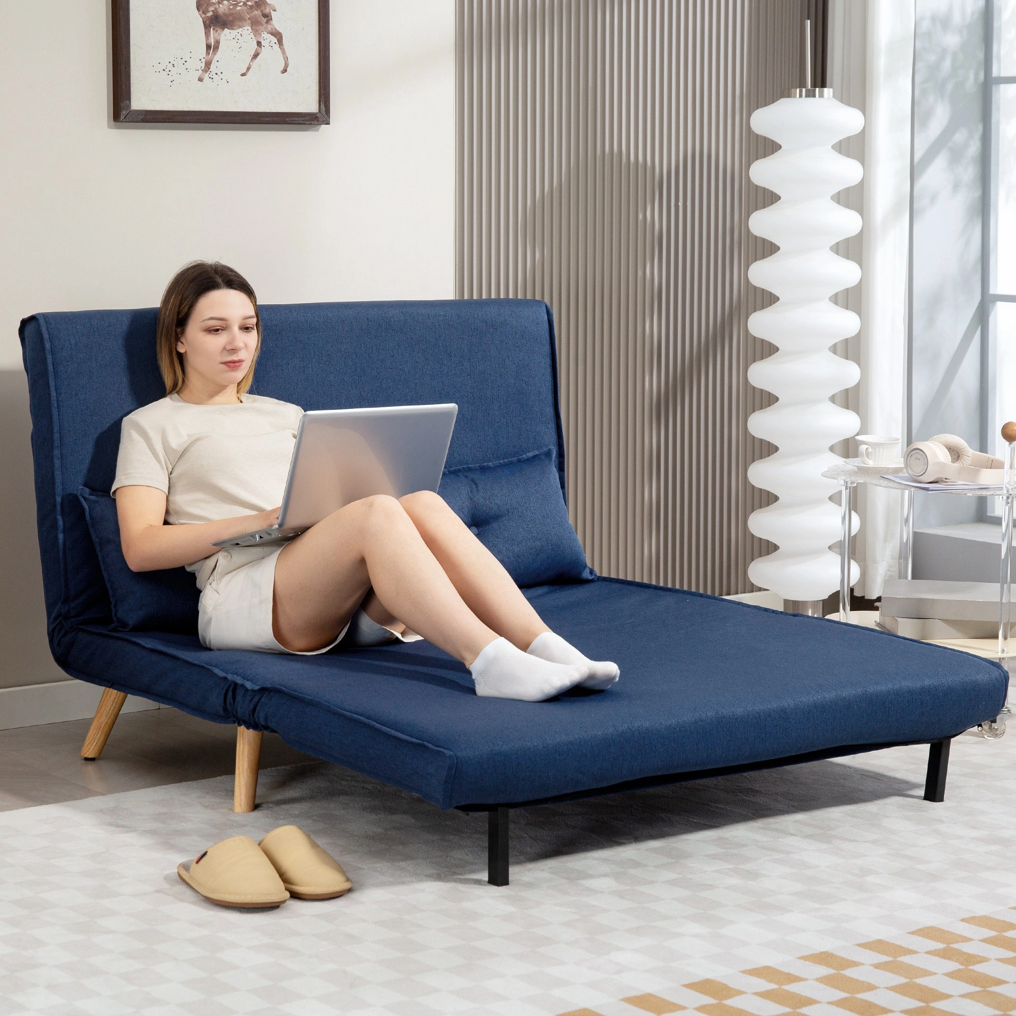 Modern Sofa Chair, Comfy Armchair with Thick Cushion, Fabric Upholstery Living Room Reading Chair