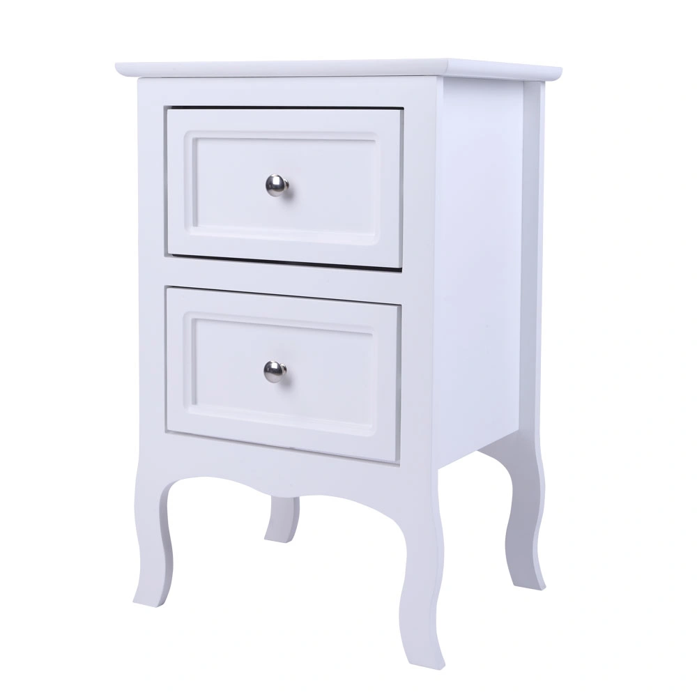 Country Style Two-Tier Night Table Large Size White view 2