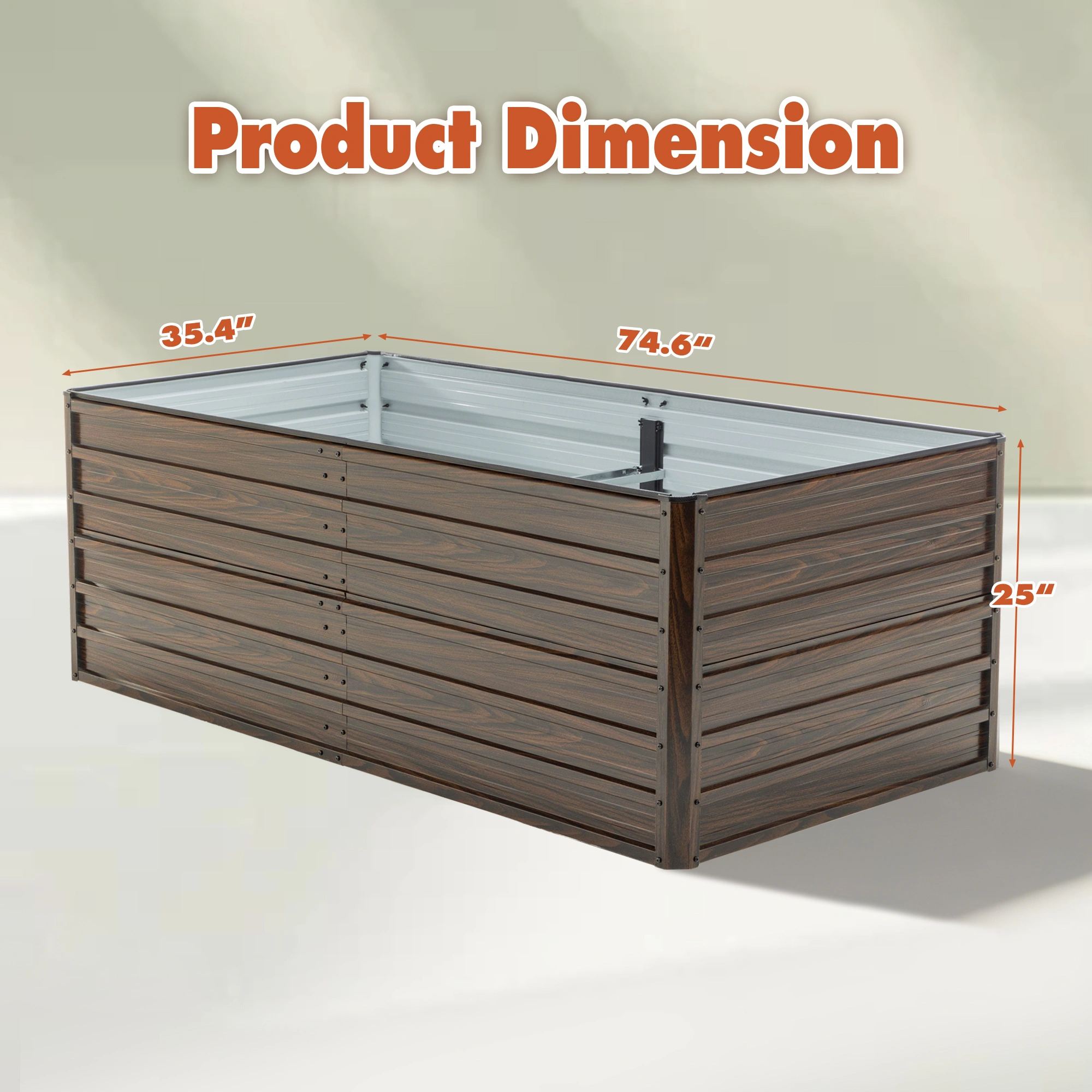 2-Pack Raised Garden Bed 74.6"x35.4"x25" Metal Planter Box Open Drainage Base 8 Reinforcing Rods Rustproof Steel for Vegetables Fruits Flowers Herbs Succulents view 2