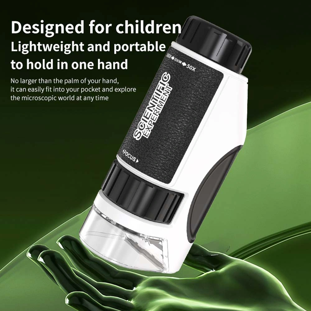 Kids Mini Microscope 50X-300X Magnification, Handheld Portable Science Toy for Kids, Junior Student Laboratory Discovery Microscope view 5