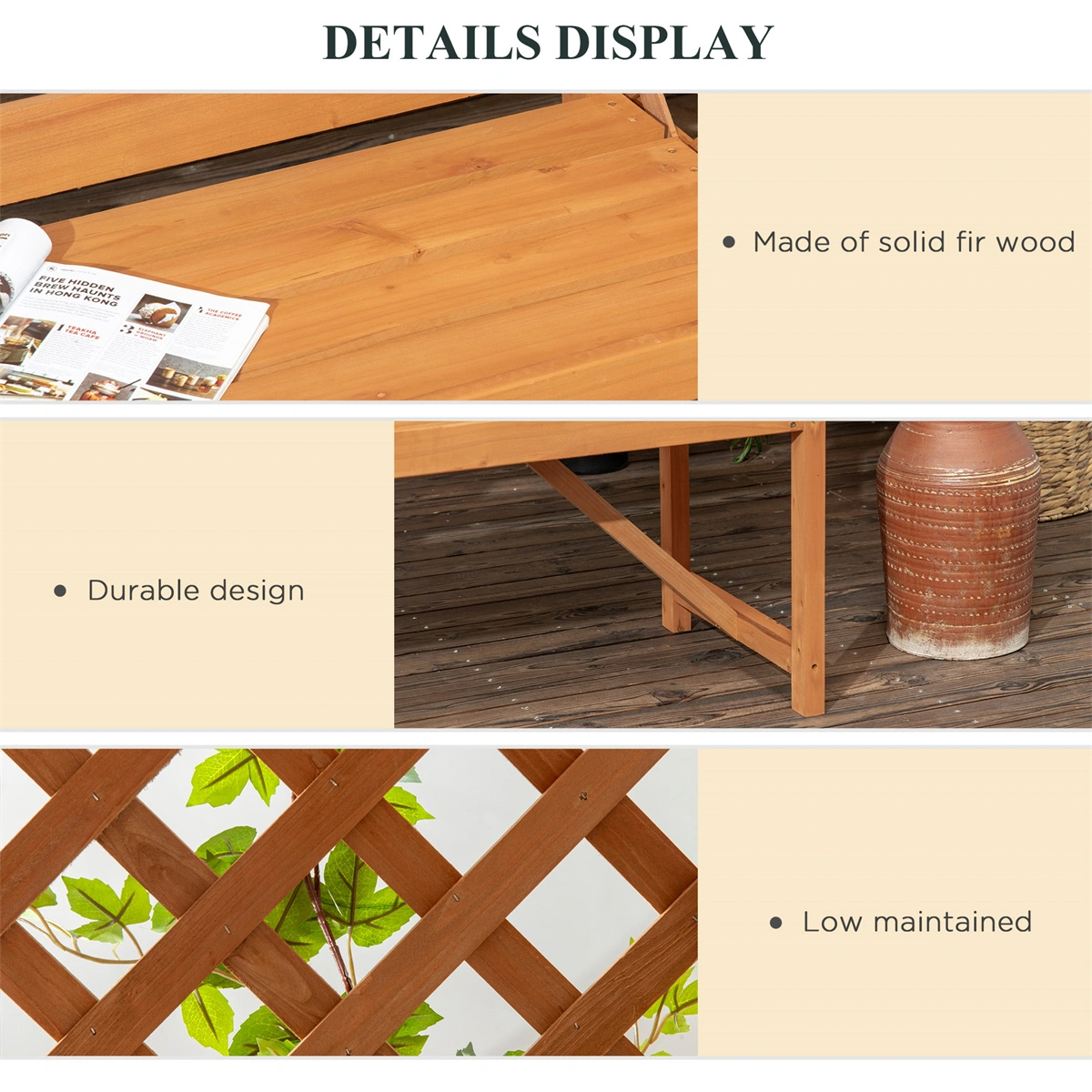 Outdoor Garden Bench with Cushion, 3-Seater Patio Bench Chair for Backyard, Deck, Porch - Weather-Resistant Outdoor Seating view 2