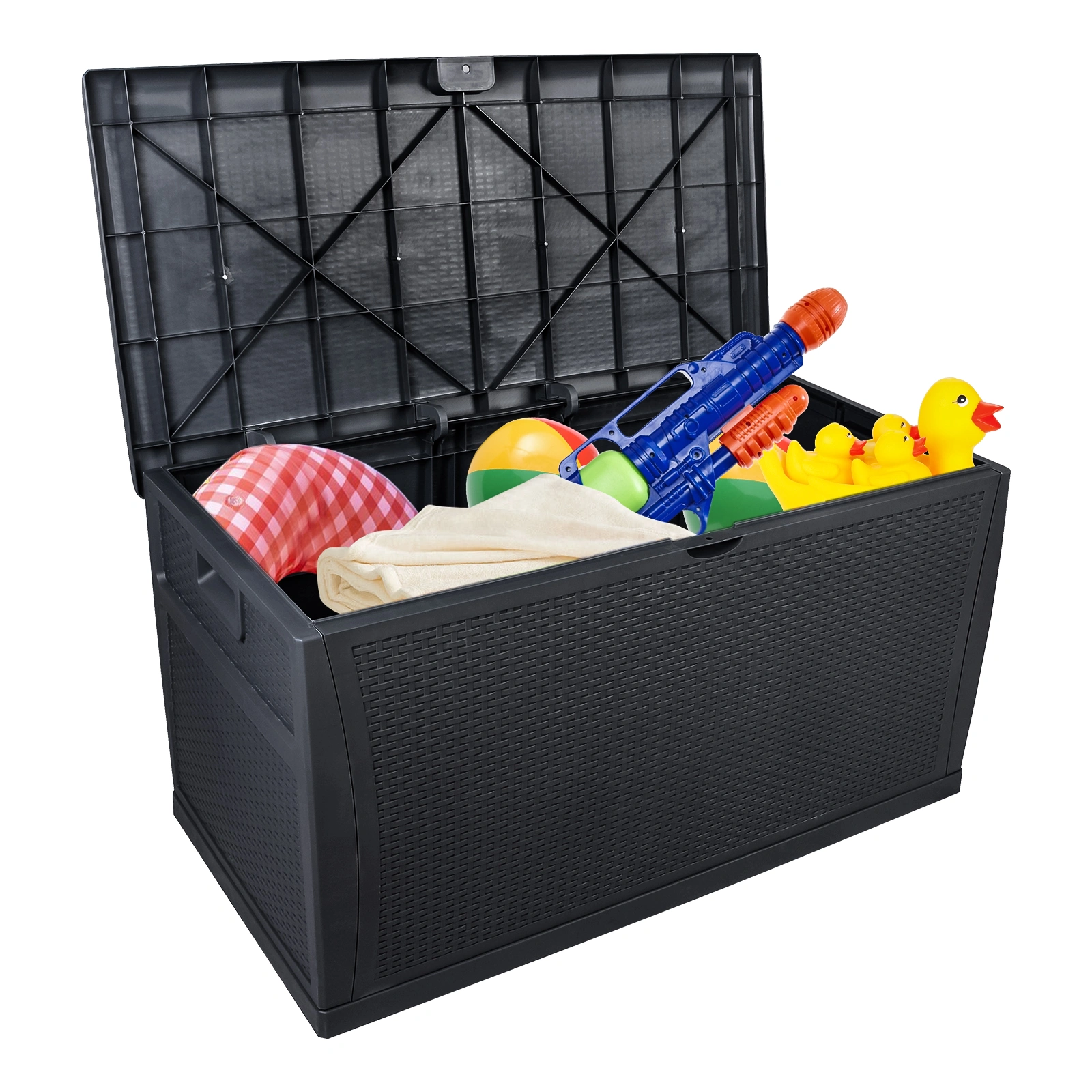 120gal 460L Outdoor Garden Storage Deck Box Chest, Lockable Seat, Waterproof view 3