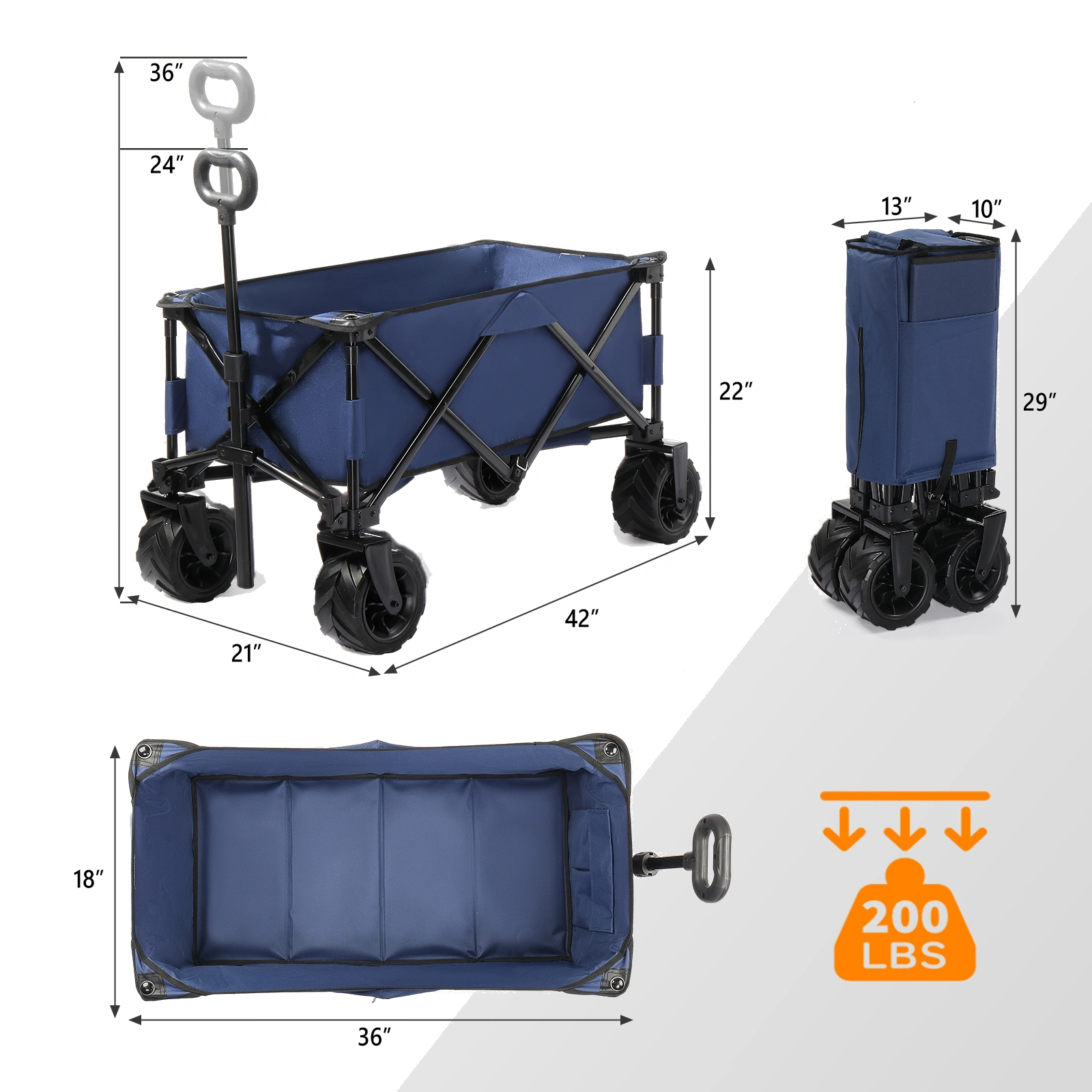 42*22*36inch Blue Garden Folding Cart view 3
