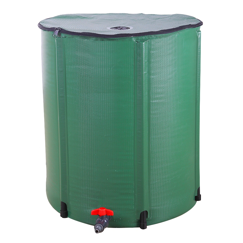 66 Gallon Folding Rain Barrel Water Collector Green Outdoor Garden Rainwater Harvesting Drum