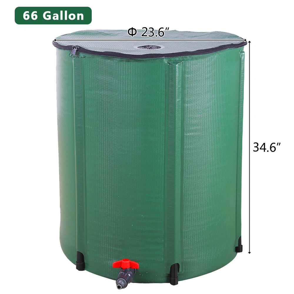 66 Gallon Folding Rain Barrel Water Collector Green Outdoor Garden Rainwater Harvesting Drum view 2