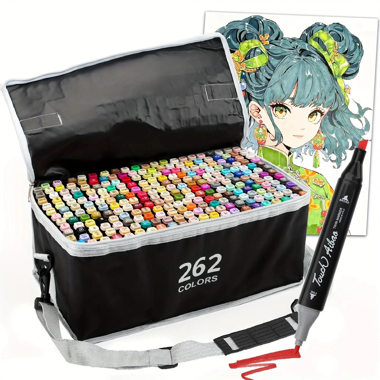 262 Colors Dual-Tip Marker Set - Quick-Dry Sketching Markers for Painting, Professional Art Drawing Pens & Craft Supplies