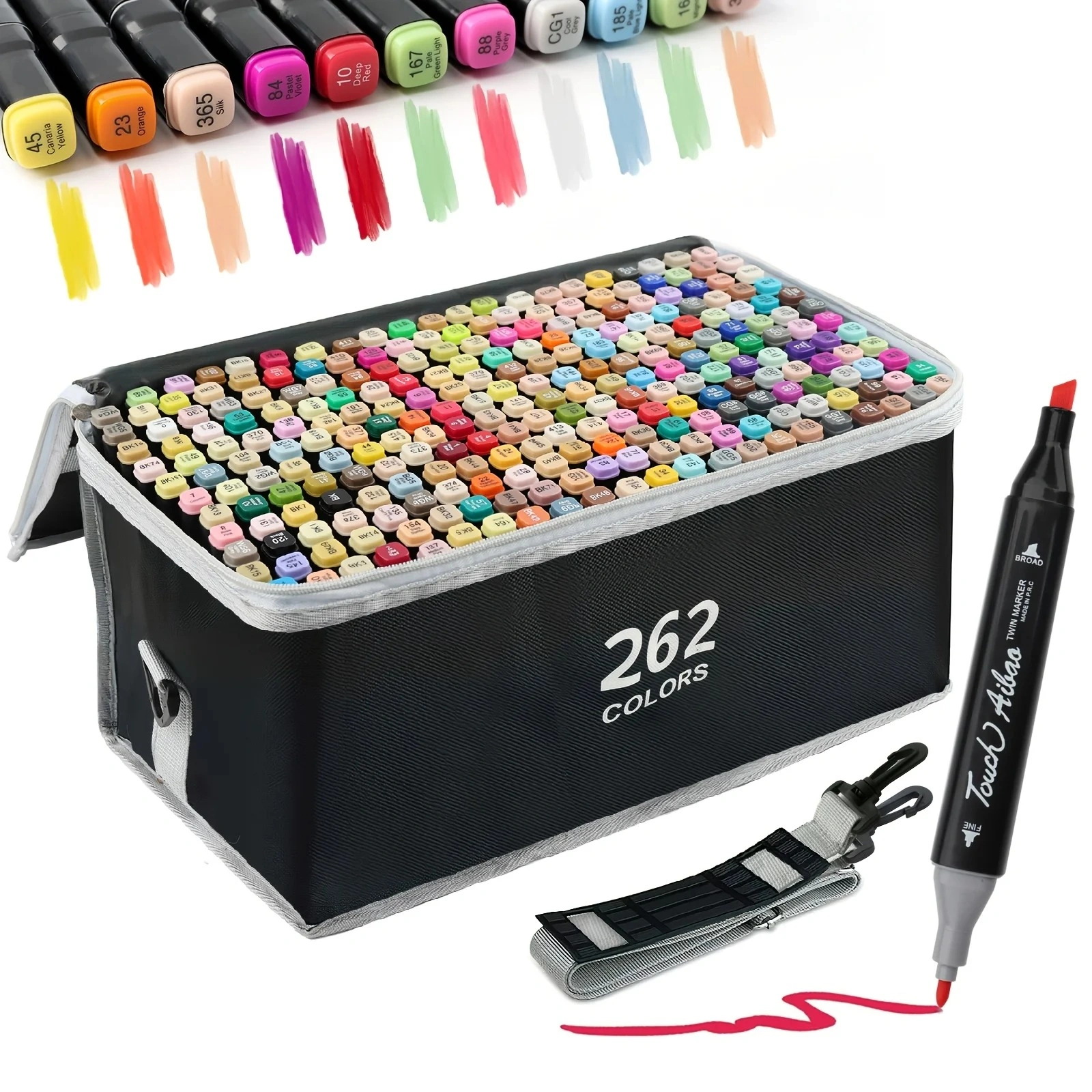 262 Colors Dual-Tip Marker Set - Quick-Dry Sketching Markers for Painting, Professional Art Drawing Pens & Craft Supplies view 4