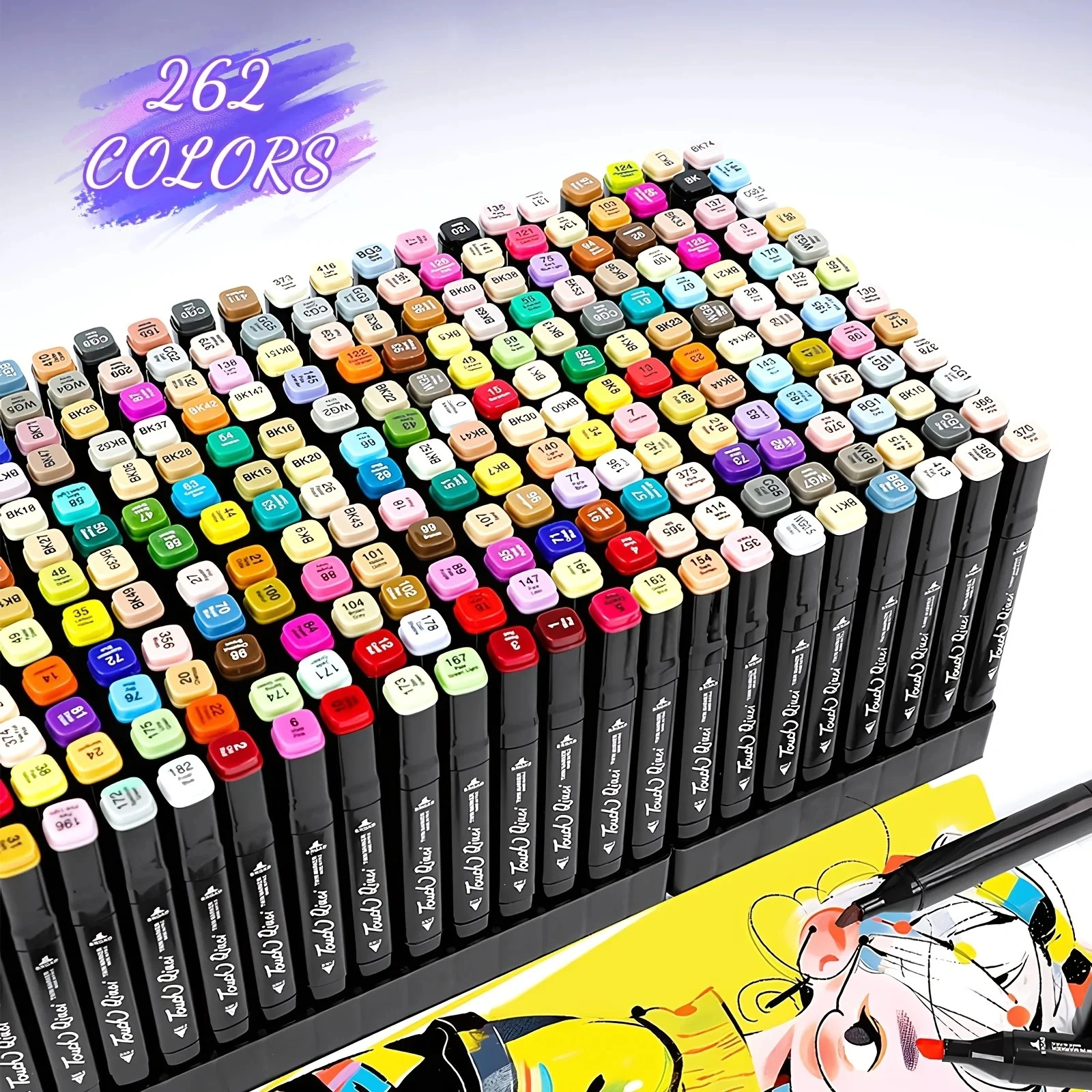 262 Colors Dual-Tip Marker Set - Quick-Dry Sketching Markers for Painting, Professional Art Drawing Pens & Craft Supplies view 5