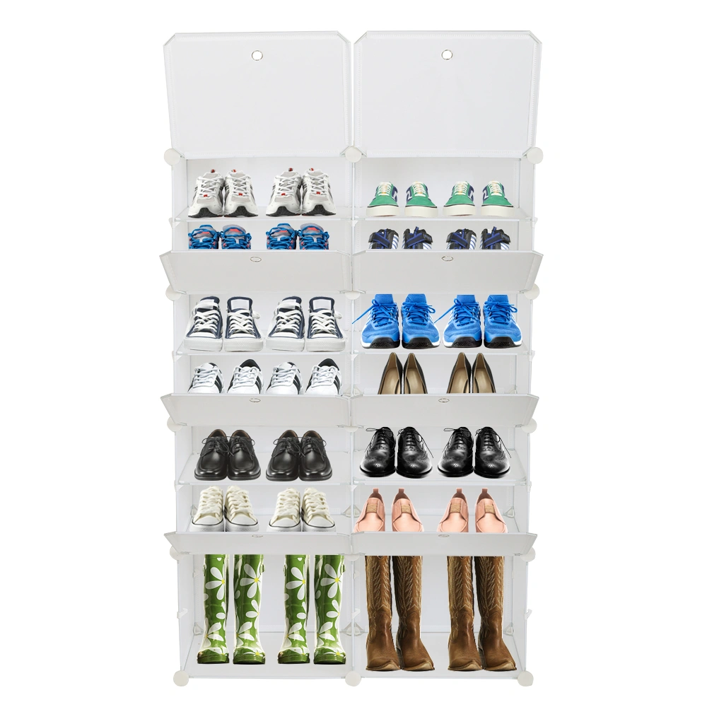 7-Tier Expandable Shoe Rack Organizer - Holds 28 Pairs, Portable Tower Shelf for Heels, Boots & Slippers, White view 2