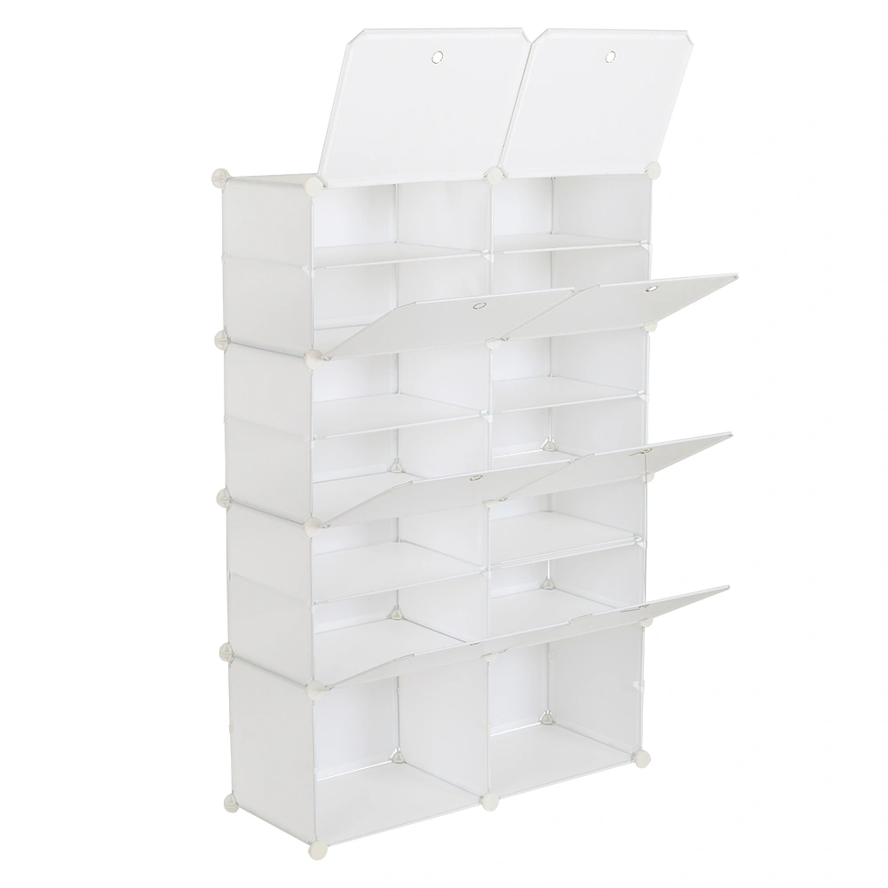 7-Tier Expandable Shoe Rack Organizer - Holds 28 Pairs, Portable Tower Shelf for Heels, Boots & Slippers, White view 3