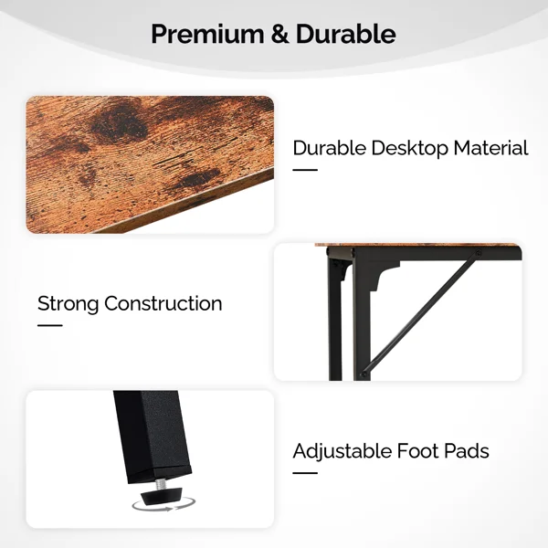 43-Inch Bar Table (Brown) - 209 lbs Capacity Pub Height Table with Durable MDF Top & Metal Frame, Ideal for Kitchen/Bar Counte view 3