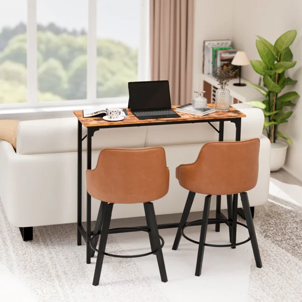 43-Inch Bar Table (Brown) - 209 lbs Capacity Pub Height Table with Durable MDF Top & Metal Frame, Ideal for Kitchen/Bar Counte view 5