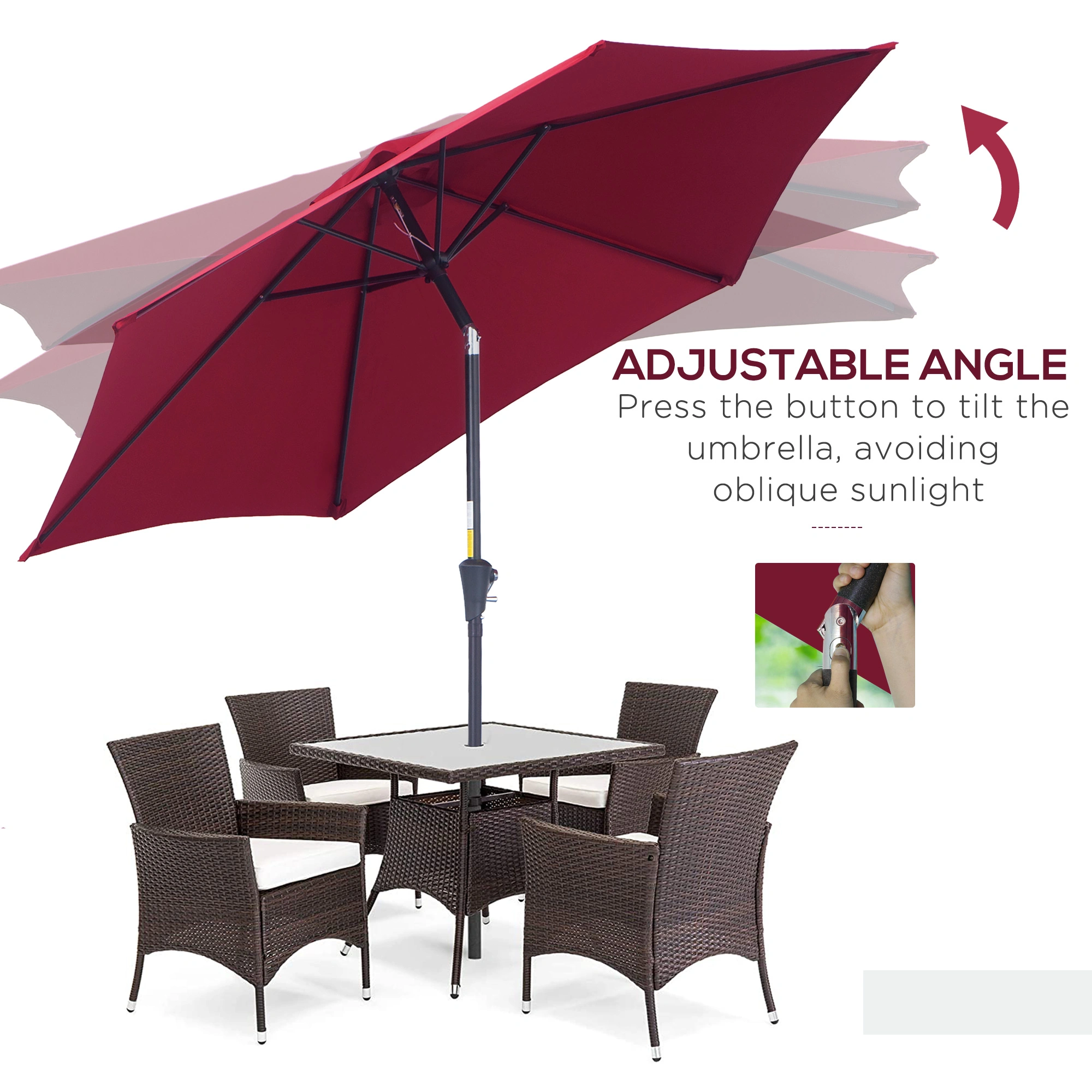 Cantilever Tilt Offset Patio Umbrella Outdoor Garden Parasol Amazon Shipping view 2