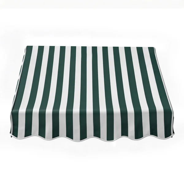 4' Window Door Awning Sun Shade Canopy Outdoor Patio Cover, Green & White Stripes view 2