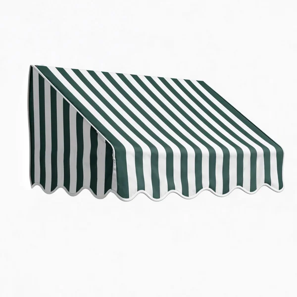 4' Window Door Awning Sun Shade Canopy Outdoor Patio Cover, Green & White Stripes view 3