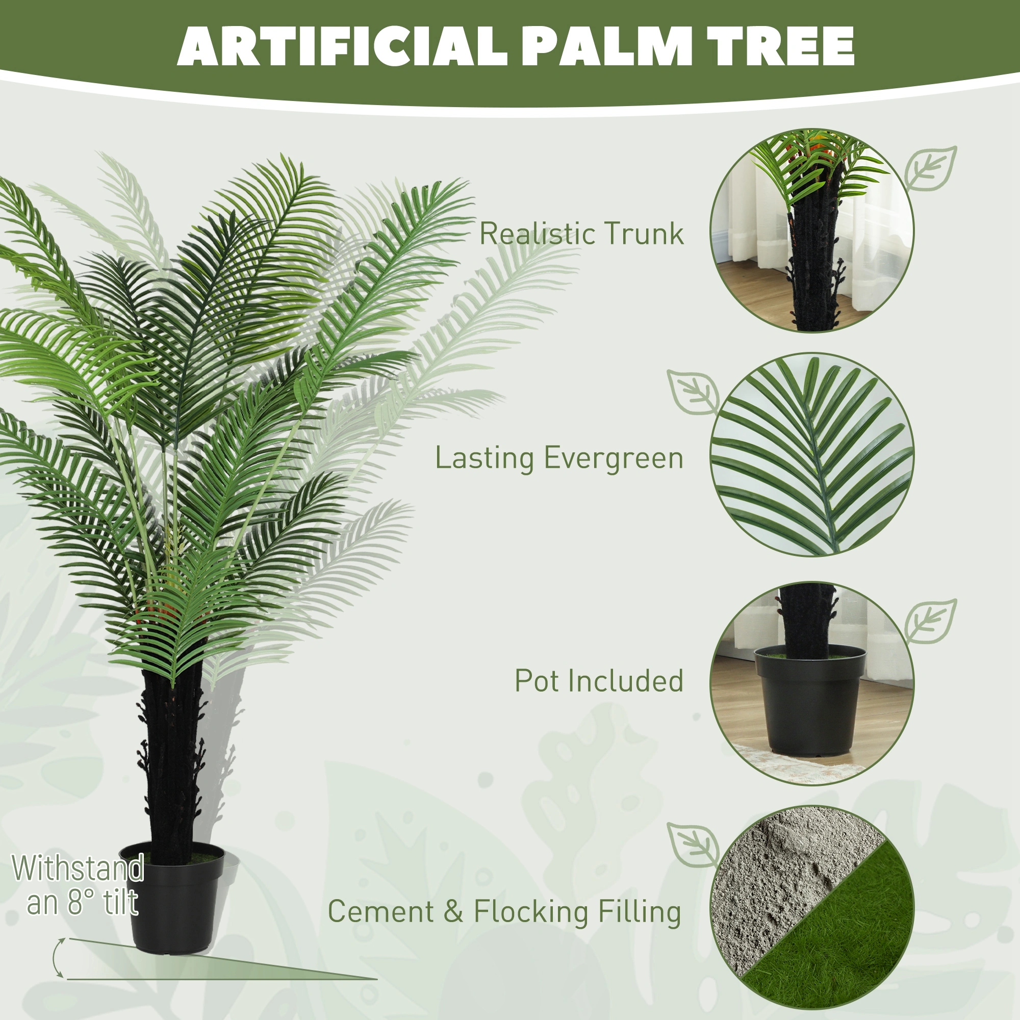 5ft Artificial Areca Palm Tree in Planter Lifelike Fake Palm for Living Room Yard view 4