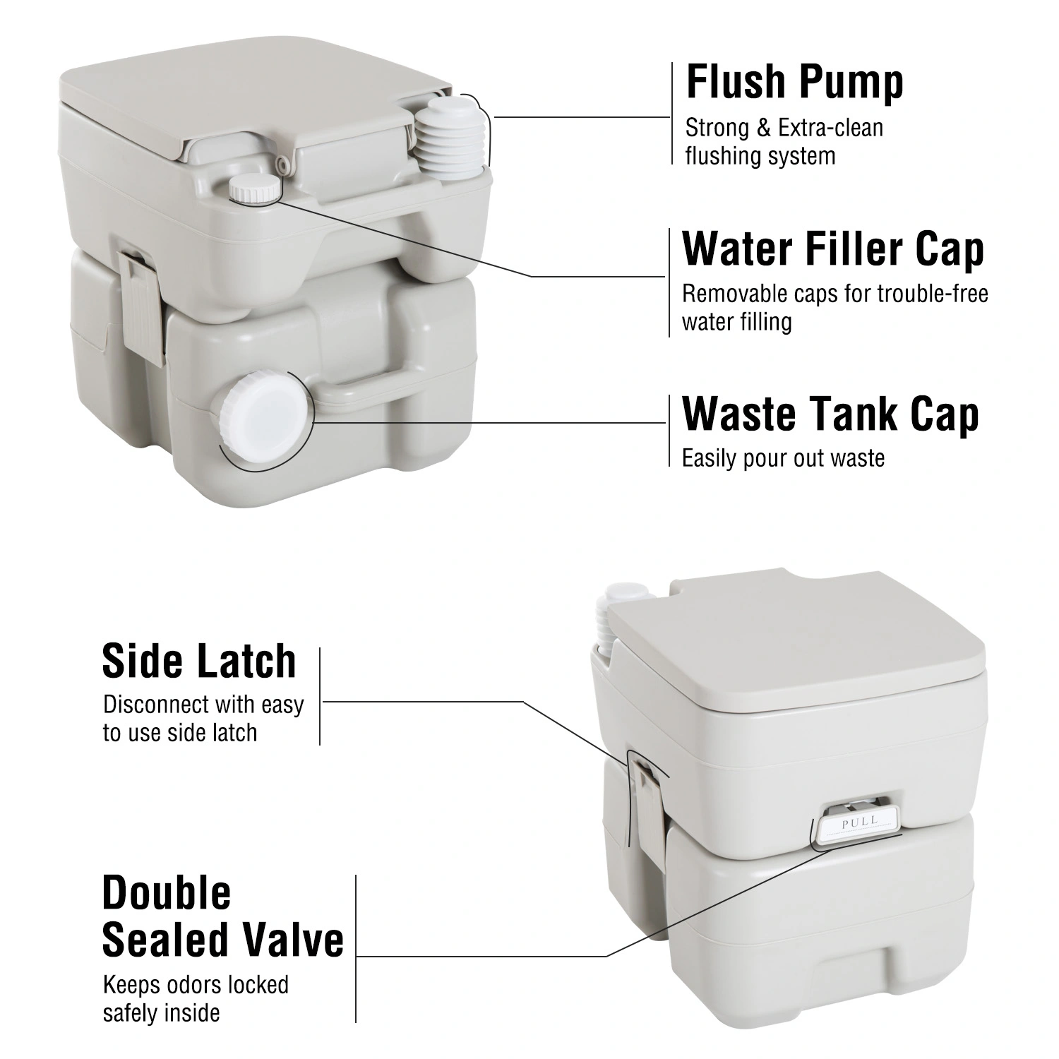 Portable Toilet Outdoor Camping Portable Toilet with Removable Bucket Odor Control view 3