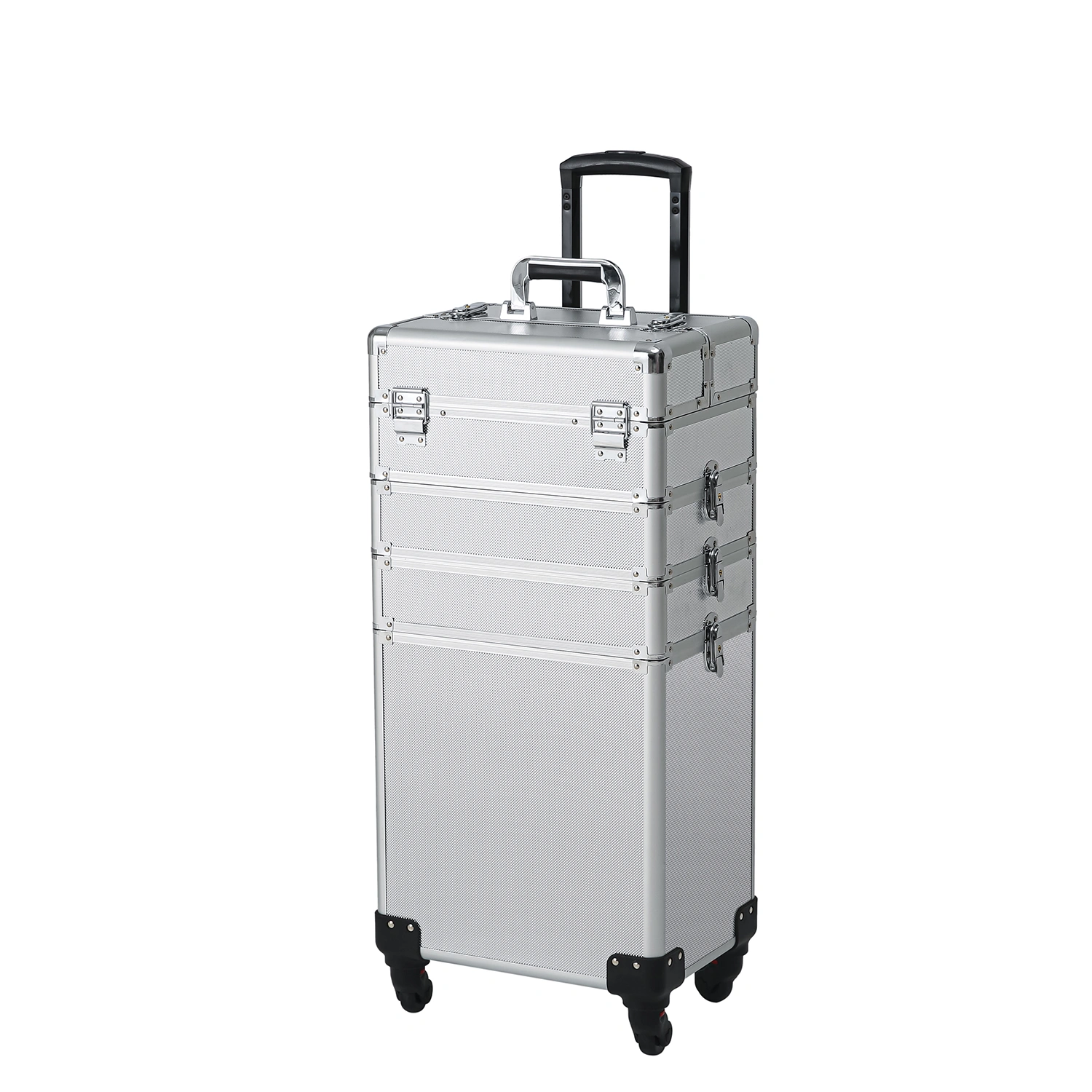 Silver Aluminum Rolling Makeup Case 4-in-1 Interchange view 5