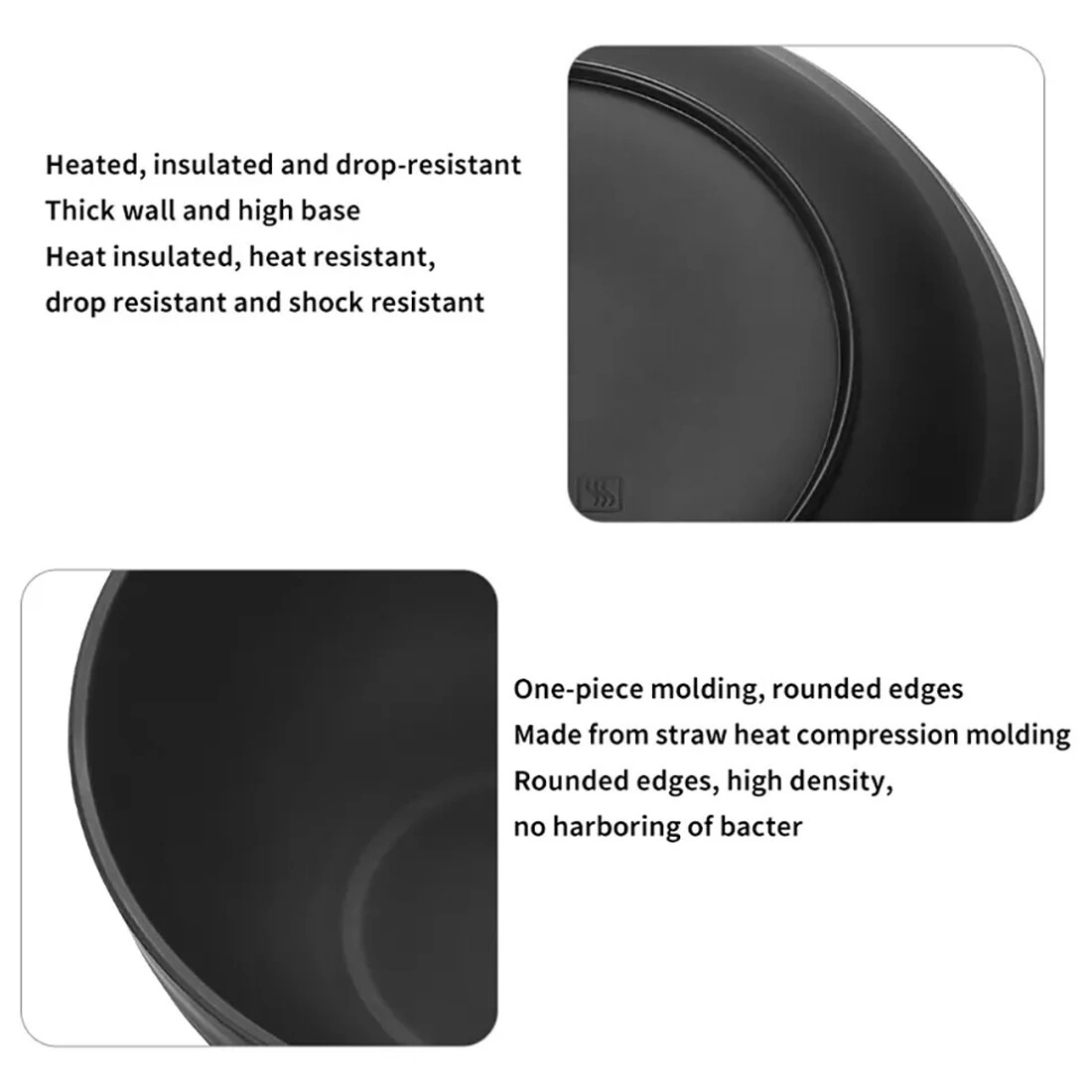 Black PP Round Dinnerware Set 32PCS Tableware Bowls Plates for Home Party UK Dining view 3
