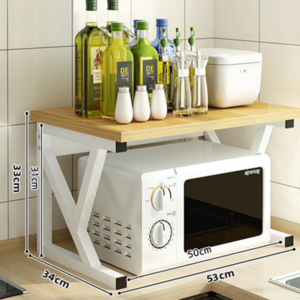 2-Tier Microwave Oven Stand, Black Kitchen Corner Storage Shelf