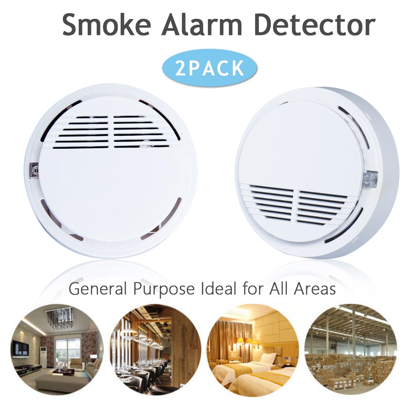 (2 Pack) Smoke Alarm Detector Home Fire Safety Sensor Alert Battery Included view 9