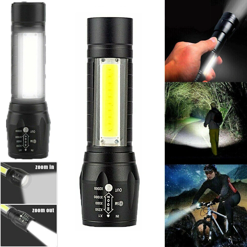 2Pcs Mini Zoomable LED Flashlight USB Rechargeable Camping Hiking Work Light view 5