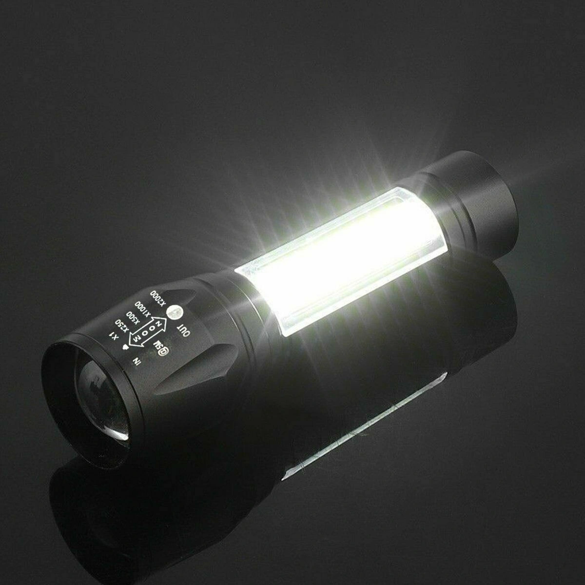 2Pcs Mini Zoomable LED Flashlight USB Rechargeable Camping Hiking Work Light view 6