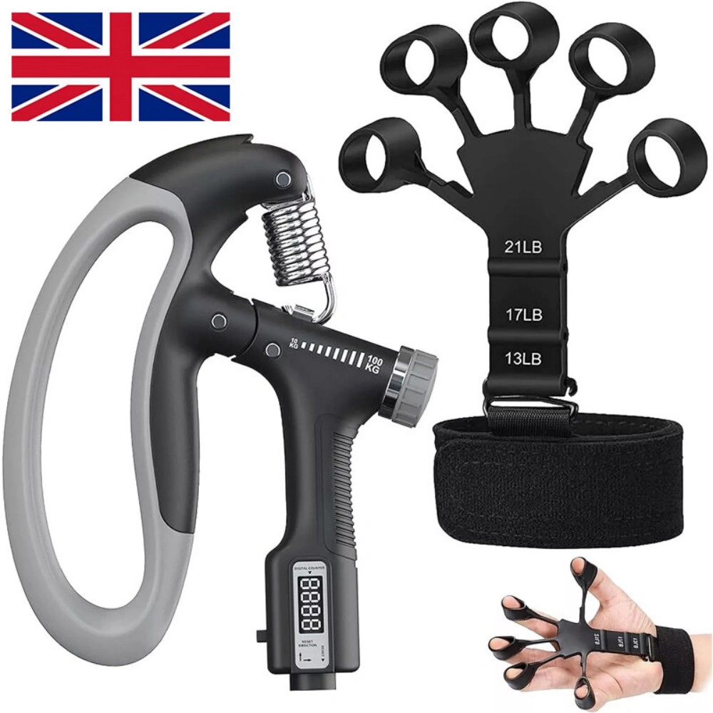 Adjustable Hand Grip Strengthener, 10-100 kg Forearm Wrist Finger Trainer for Sport