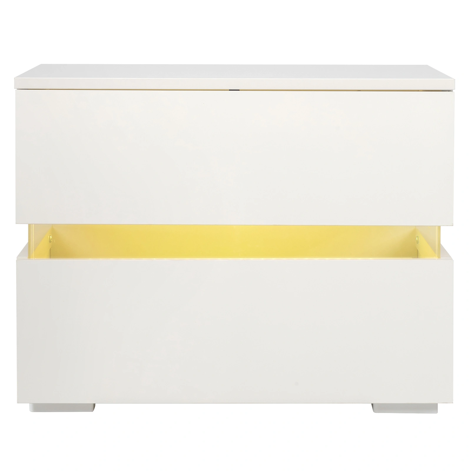 RGB LED Double-Sided Cabinet Nightstand, Bedside Table with Color-Changing Lights, White view 2