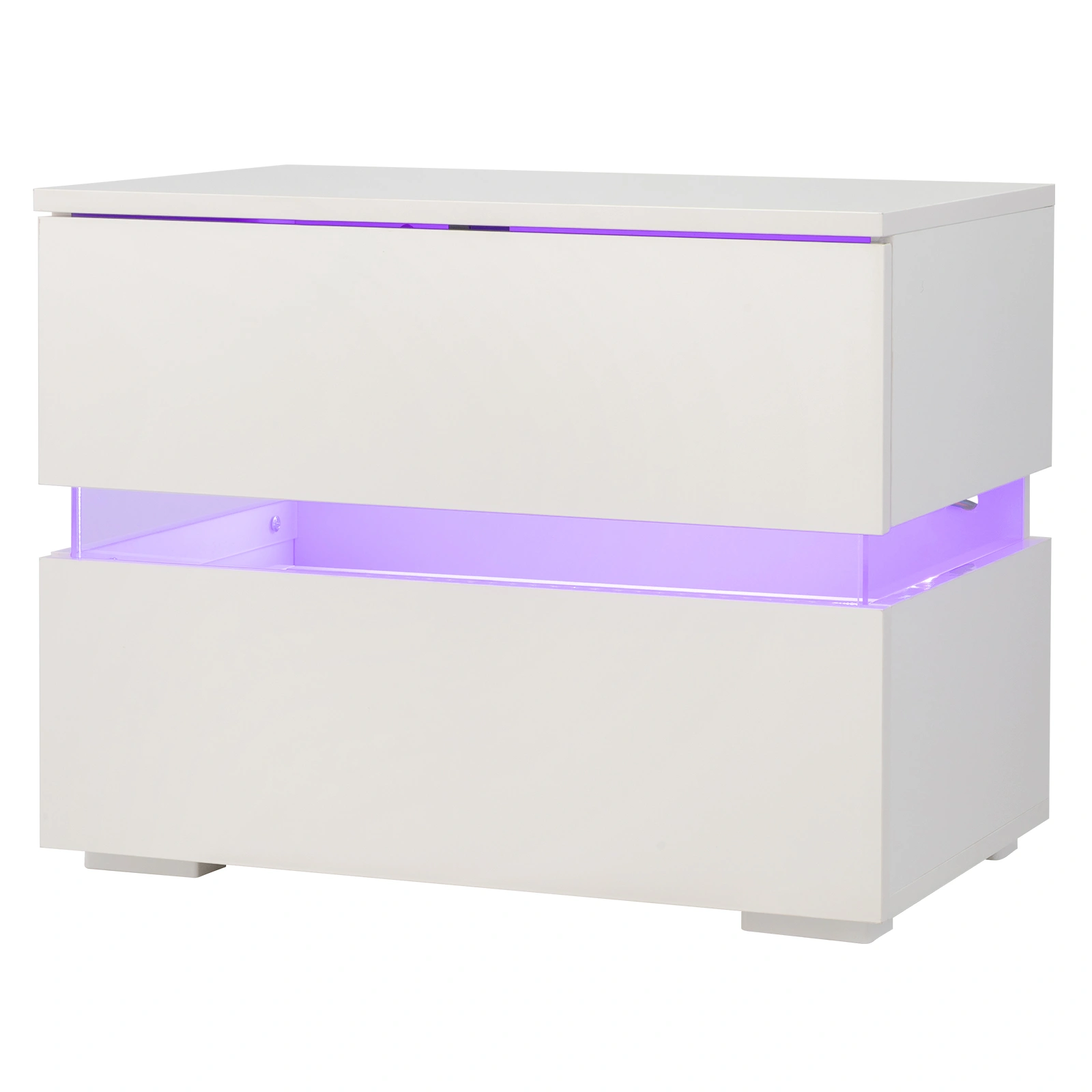 RGB LED Double-Sided Cabinet Nightstand, Bedside Table with Color-Changing Lights, White view 3