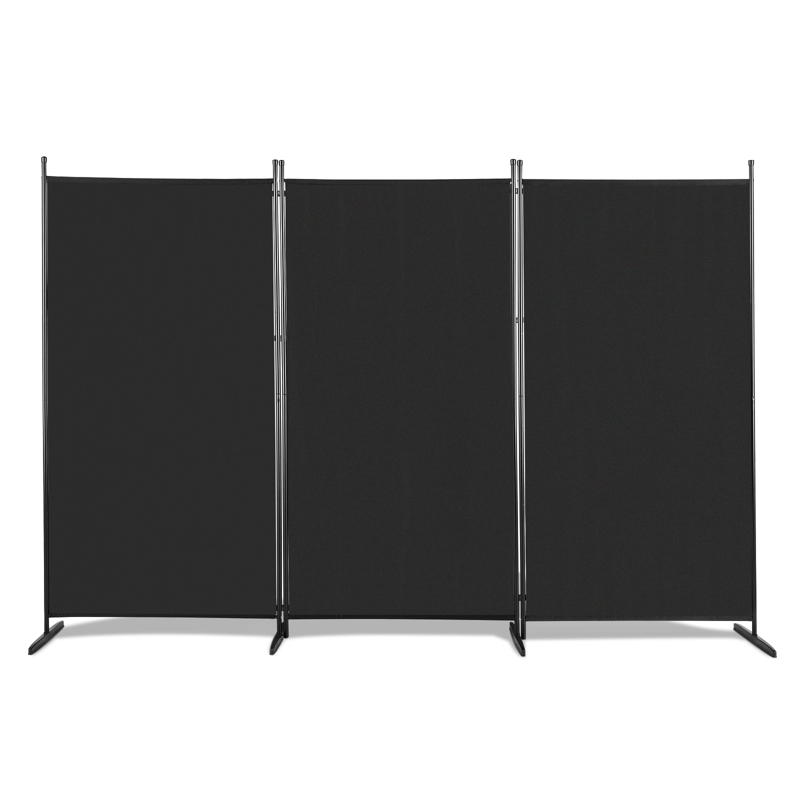 6FT Trifold 130g Polyester Fabric Plastic Foot Carbon Steel Frame Foldable Screen Black