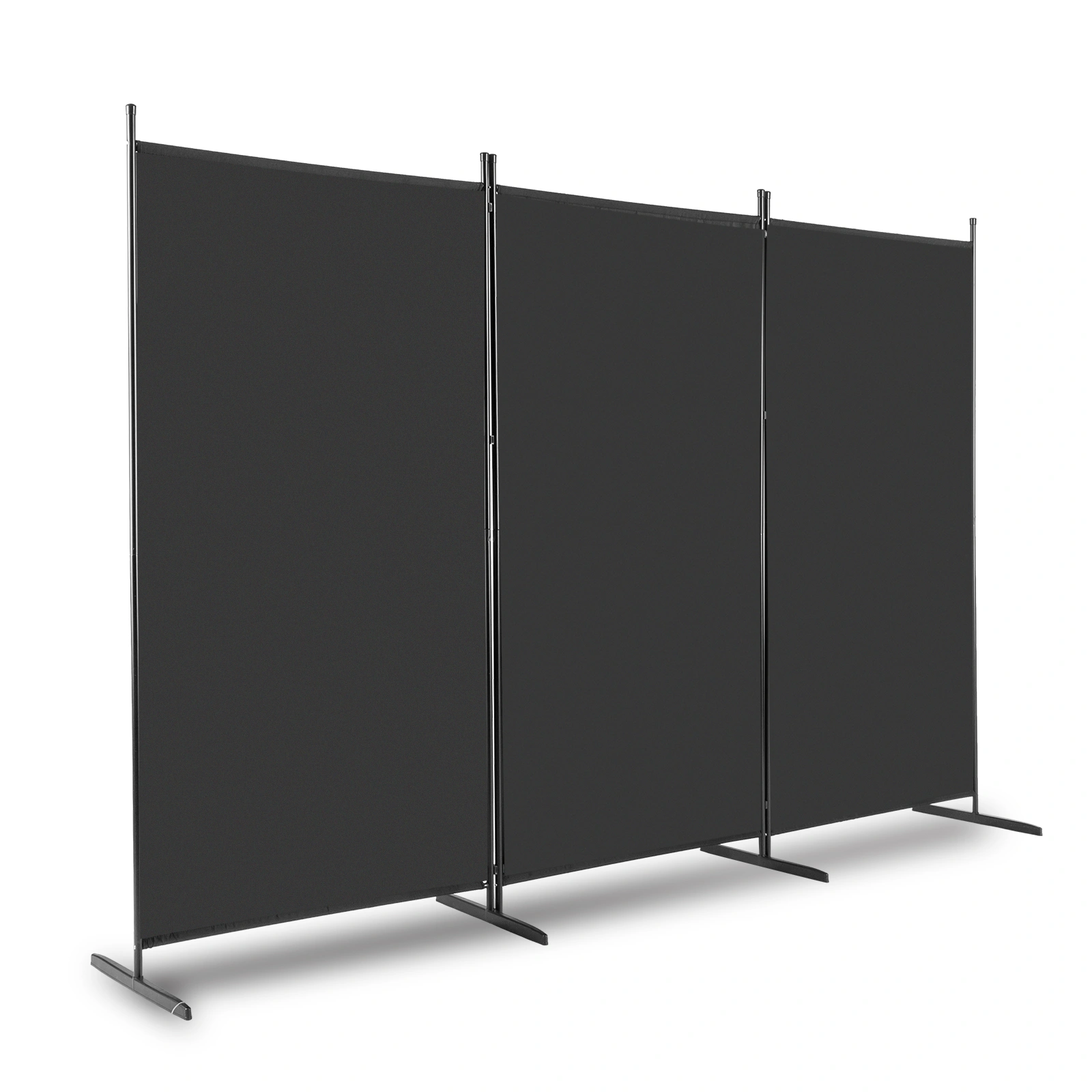 6FT Trifold 130g Polyester Fabric Plastic Foot Carbon Steel Frame Foldable Screen Black view 3