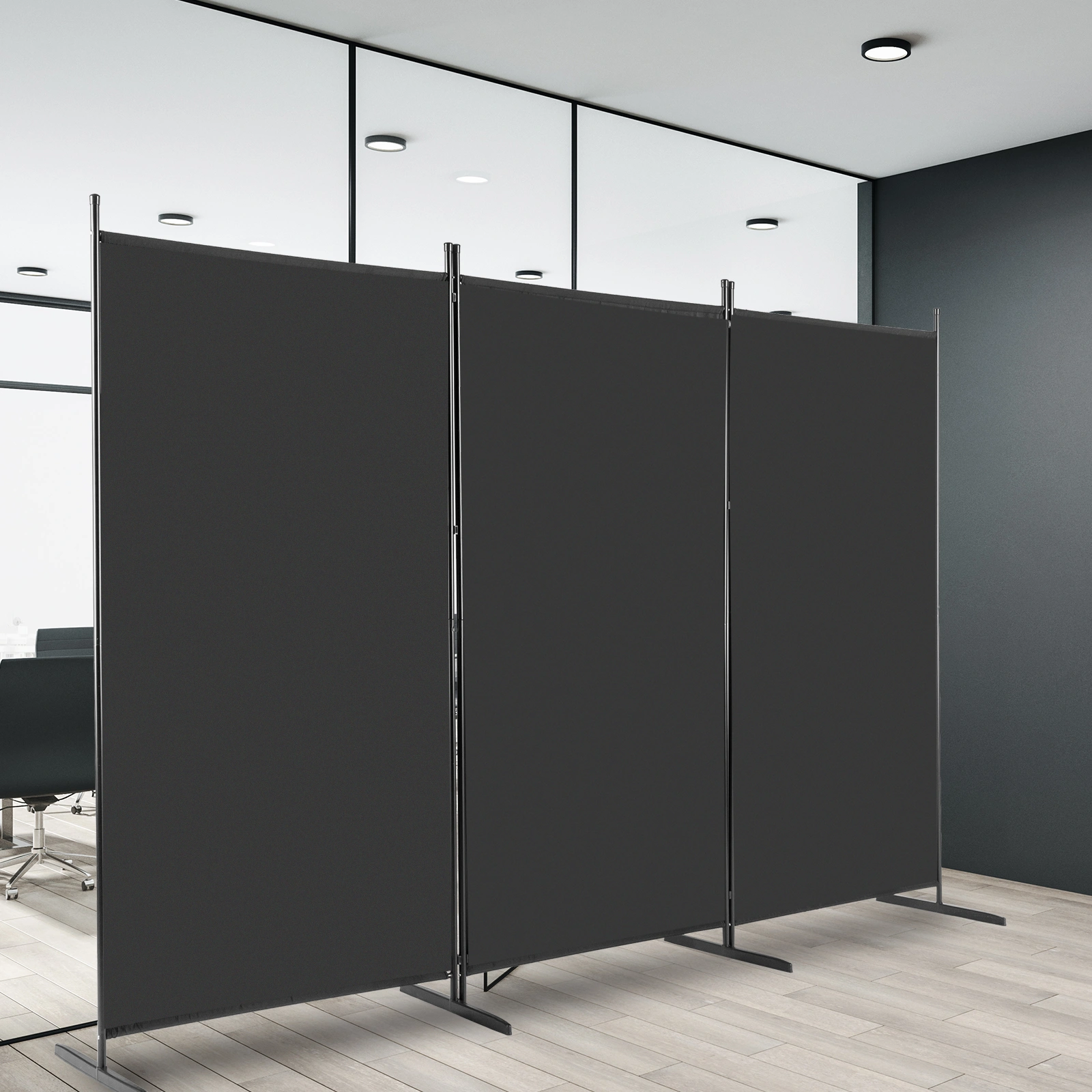 6FT Trifold 130g Polyester Fabric Plastic Foot Carbon Steel Frame Foldable Screen Black view 8