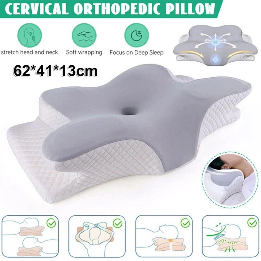 Cervical Memory Foam Neck Pillow - Orthopedic Neck & Back Support, Anti-Snore Travel Pillow view 3