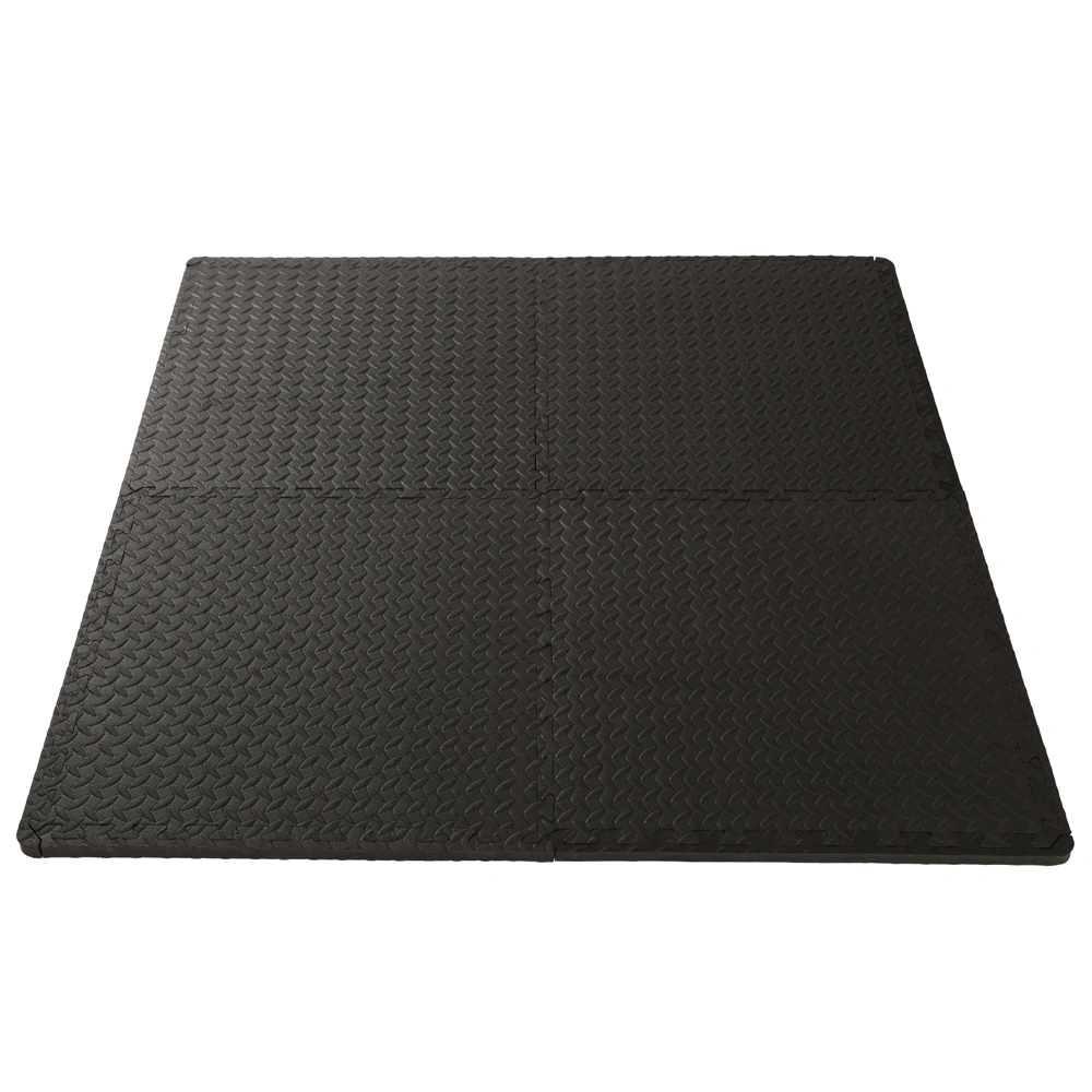 18pcs Puzzle Exercise Mats 30x30x1cm, EVA Floor Protection Interlocking Tiles, Non-Slip Waterproof Fitness Gym Mat, Black