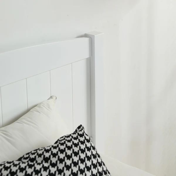 FCH Twin Pine Single-Layer Core Vertical Stripe Full-Board Curved Bed Head With The Same Bed Foot White Wooden Bed view 6