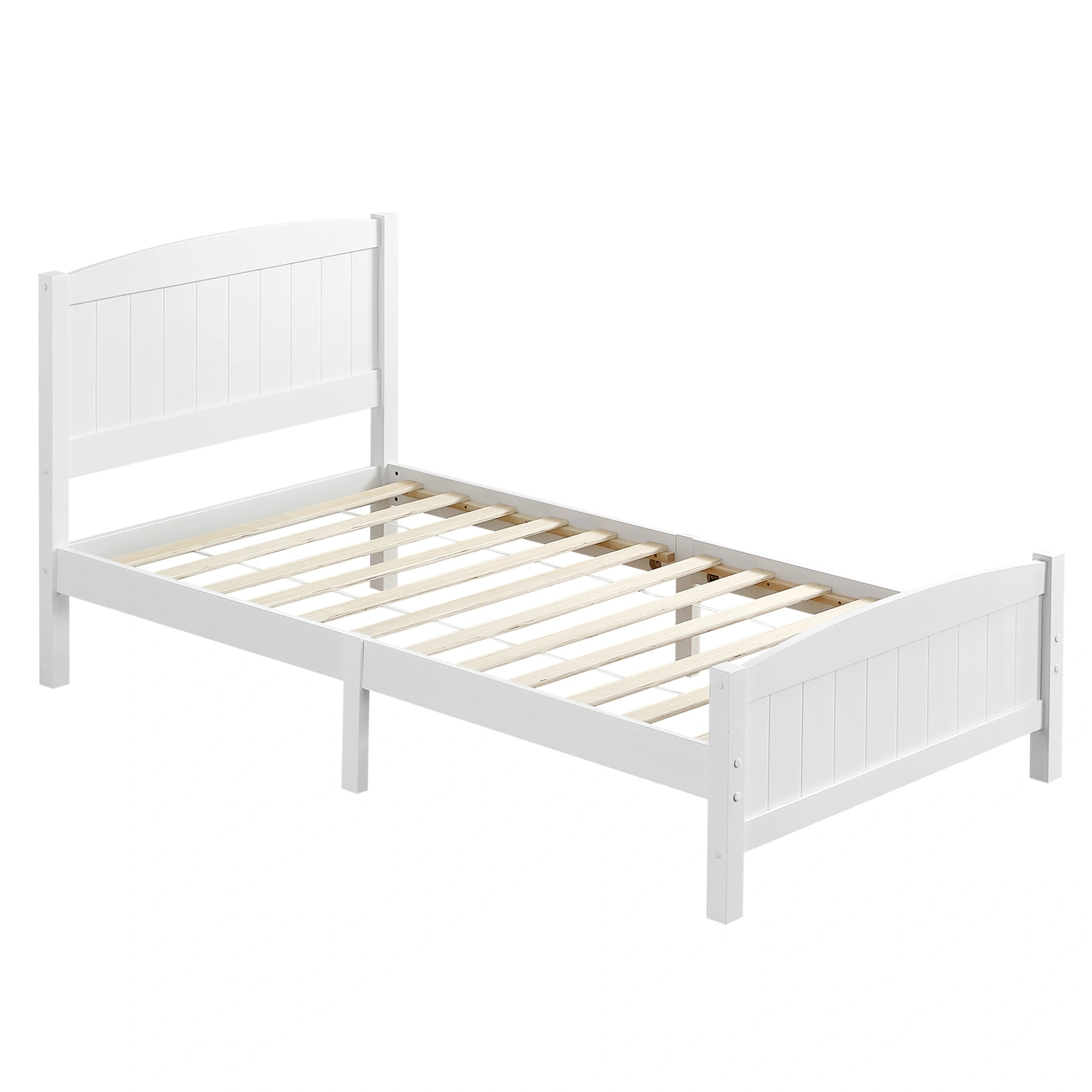 FCH Twin Pine Single-Layer Core Vertical Stripe Full-Board Curved Bed Head With The Same Bed Foot White Wooden Bed view 9
