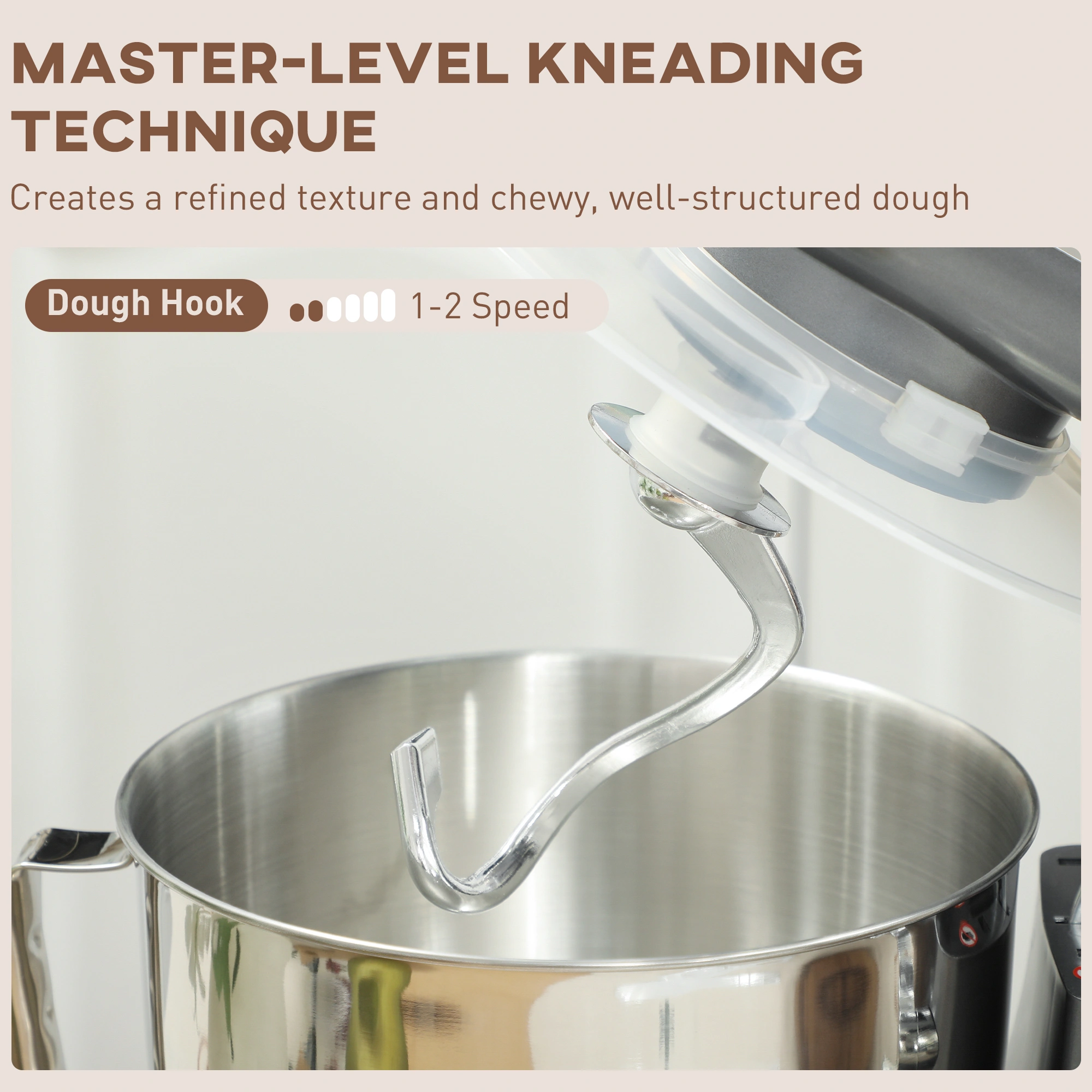 Kitchen Stand Mixer 5 Qt, Heavy-Duty Planetary Mixing Action, 10 Speed Settings, Includes Dough Hook, Flat Beater & Wire Whip, Black view 4